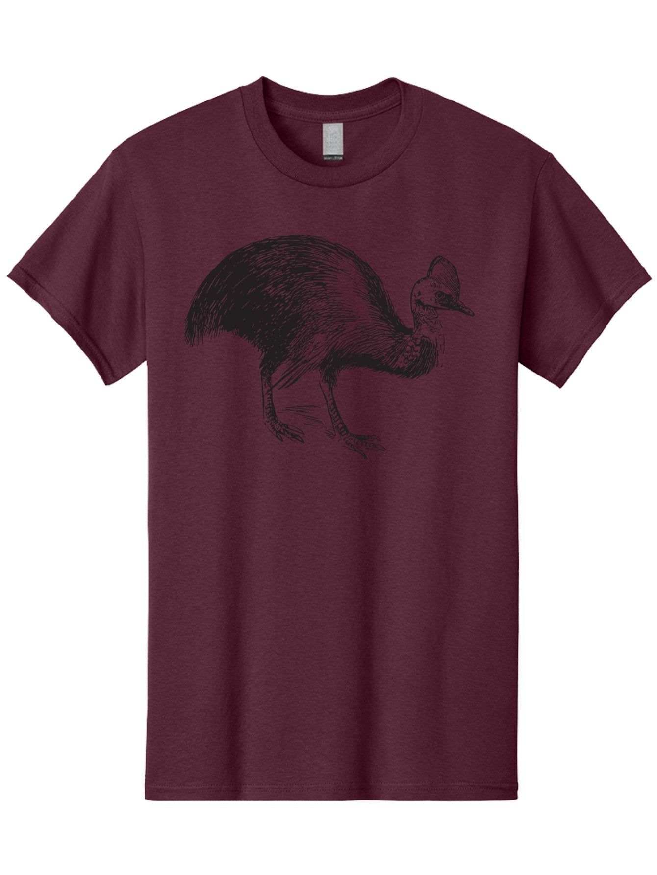 Cassowary Men'S Graphic Tee, 100% Cotton, Comfortable Casual Summer Wear, Machine Washable, Cassowary Bird, Black And White Illustration, Large Flightless Bird, Native Australian Wildlife, Exotic Species, Birdwatching, Wildlife Conservation, Aad863 12