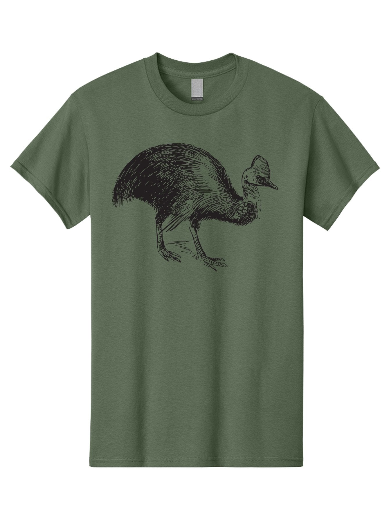 Cassowary Men'S Graphic Tee, 100% Cotton, Comfortable Casual Summer Wear, Machine Washable, Cassowary Bird, Black And White Illustration, Large Flightless Bird, Native Australian Wildlife, Exotic Species, Birdwatching, Wildlife Conservation, Aad863 15