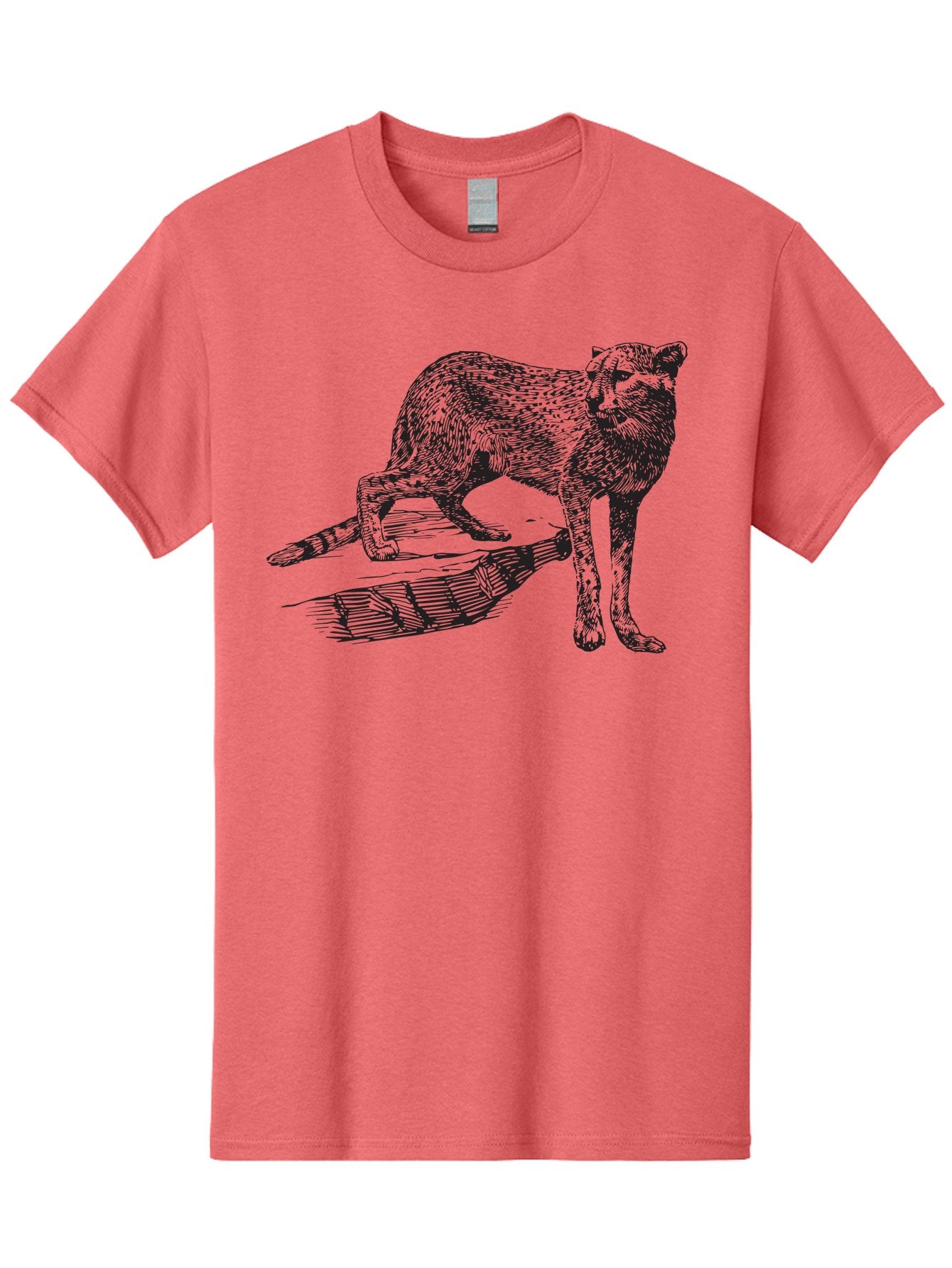 Cat-On-Log Men'S Graphic Tee, 100% Cotton, Comfortable Casual Summer Wear, Machine Washable, Cat On A Branch, Feline Animal, Wildlife Illustration, Shaded Artwork, Cat'S Posture, Serene Moment, Tree Branch, Sketch Art Aad864 14