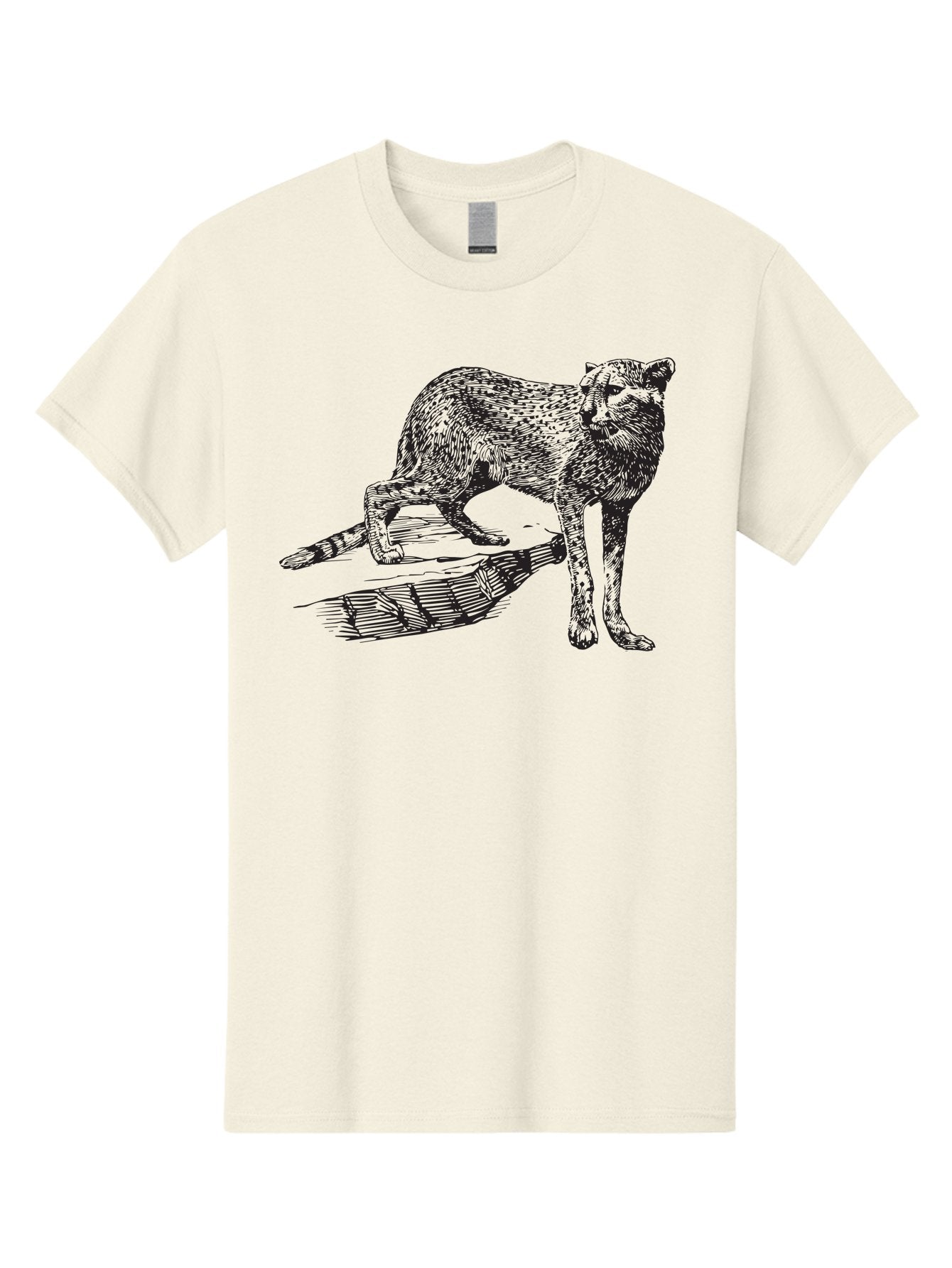 Cat-On-Log Men'S Graphic Tee, 100% Cotton, Comfortable Casual Summer Wear, Machine Washable, Cat On A Branch, Feline Animal, Wildlife Illustration, Shaded Artwork, Cat'S Posture, Serene Moment, Tree Branch, Sketch Art Aad864 10