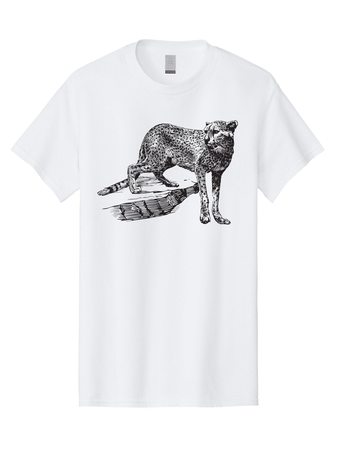 Cat-On-Log Men'S Graphic Tee, 100% Cotton, Comfortable Casual Summer Wear, Machine Washable, Cat On A Branch, Feline Animal, Wildlife Illustration, Shaded Artwork, Cat'S Posture, Serene Moment, Tree Branch, Sketch Art Aad864 6
