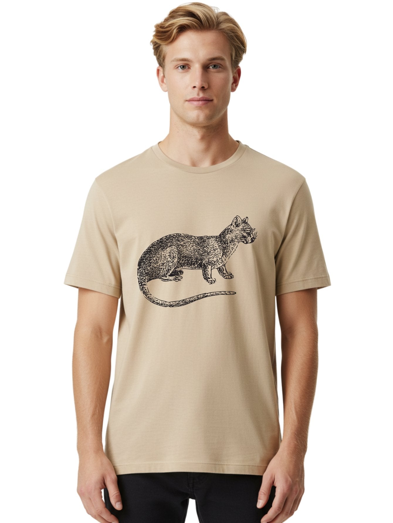 Cat-Sketch Men'S Graphic Tee, 100% Cotton, Comfortable Casual Summer Wear, Machine Washable, Black Cat Silhouette, Cat Illustration, Feline Art, Detailed Drawing, Whiskered Cat, Animal Graphic, Cat Portrait Aad865 18