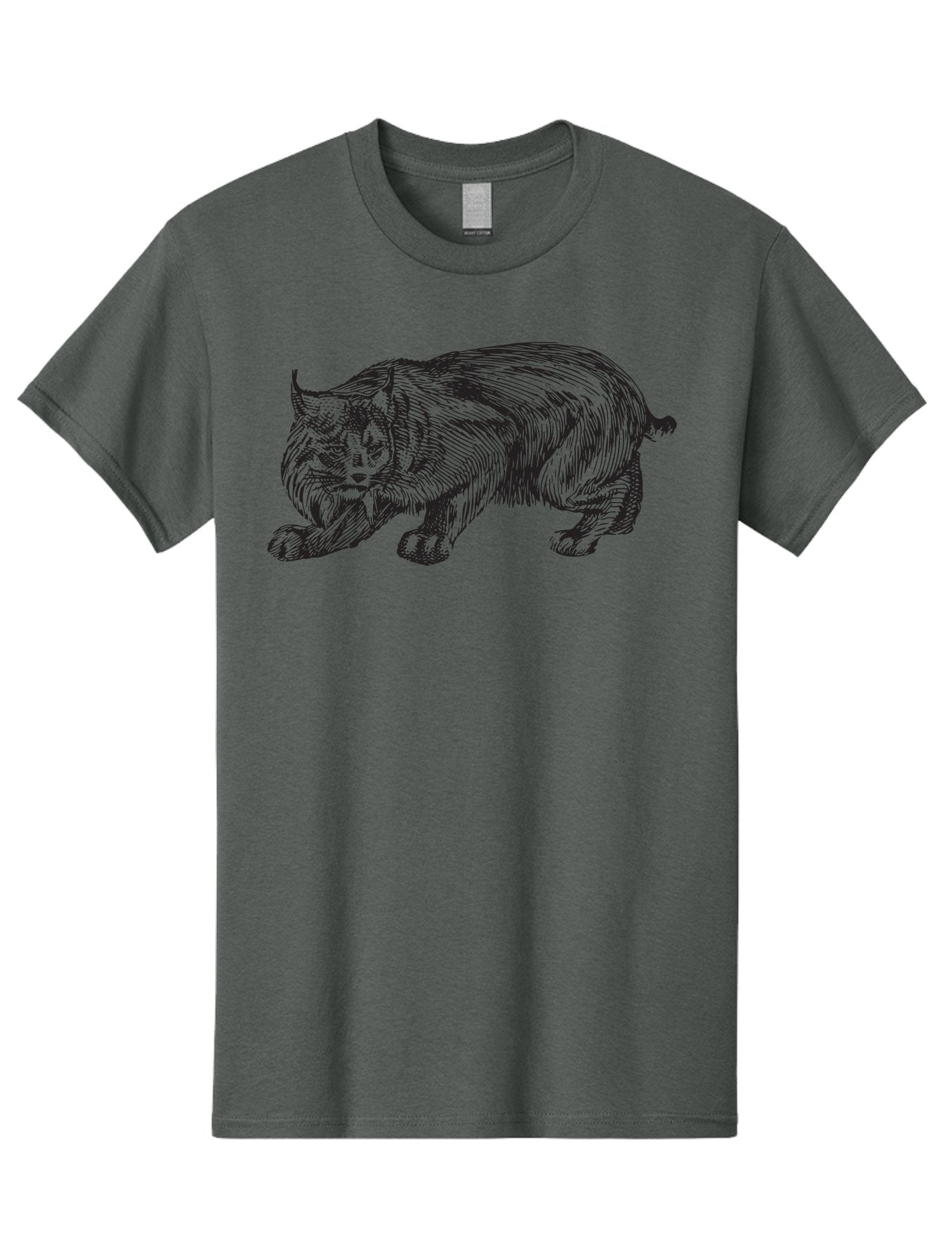 Cat Men'S Graphic Tee, 100% Cotton, Comfortable Casual Summer Wear, Machine Washable, Aggressive Cat, Stalking Stance, Feline Predator, Sharp Claws, Furry Texture, Menacing Posture, Animal Illustration, Black Line Art, Detailed Shading Aad866 9