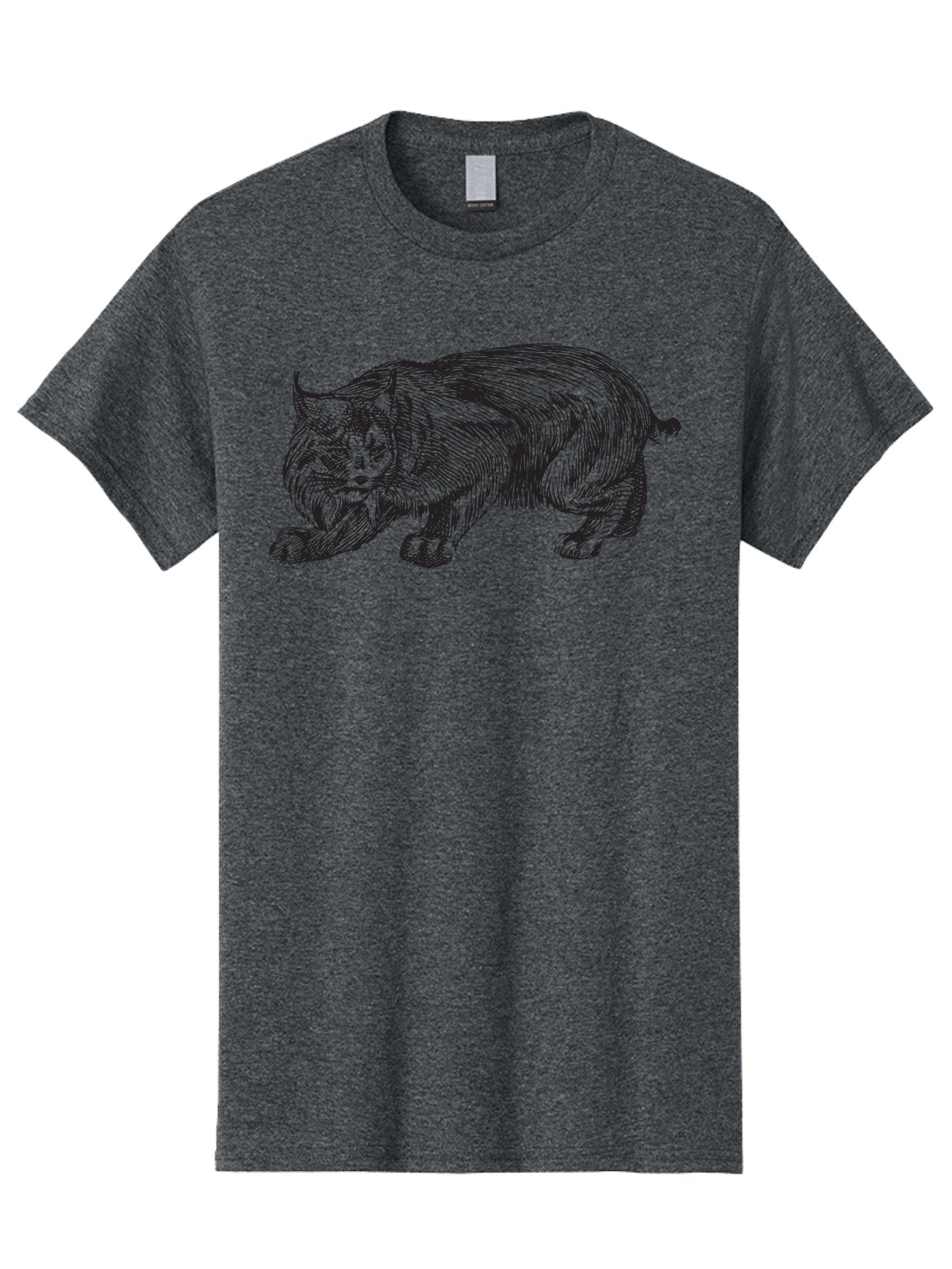 Cat Men'S Graphic Tee, 100% Cotton, Comfortable Casual Summer Wear, Machine Washable, Aggressive Cat, Stalking Stance, Feline Predator, Sharp Claws, Furry Texture, Menacing Posture, Animal Illustration, Black Line Art, Detailed Shading Aad866