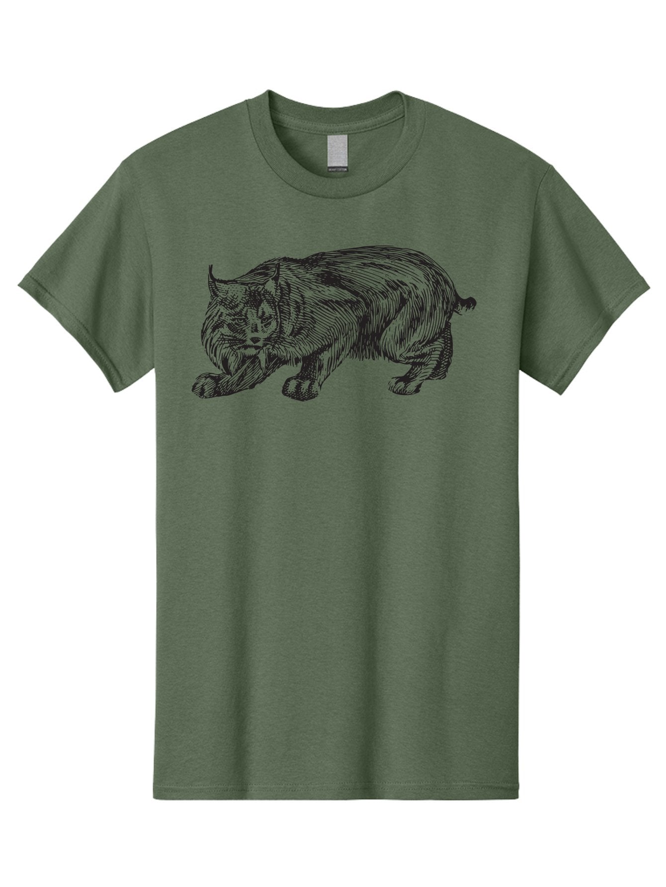 Cat Men'S Graphic Tee, 100% Cotton, Comfortable Casual Summer Wear, Machine Washable, Aggressive Cat, Stalking Stance, Feline Predator, Sharp Claws, Furry Texture, Menacing Posture, Animal Illustration, Black Line Art, Detailed Shading Aad866 4