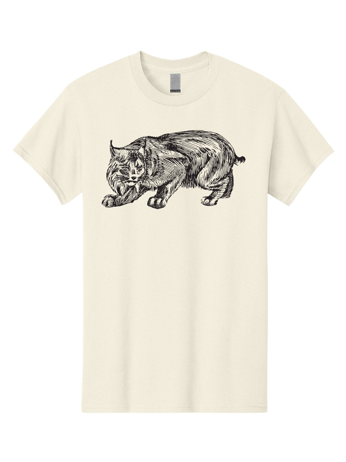 Cat Men'S Graphic Tee, 100% Cotton, Comfortable Casual Summer Wear, Machine Washable, Aggressive Cat, Stalking Stance, Feline Predator, Sharp Claws, Furry Texture, Menacing Posture, Animal Illustration, Black Line Art, Detailed Shading Aad866 5