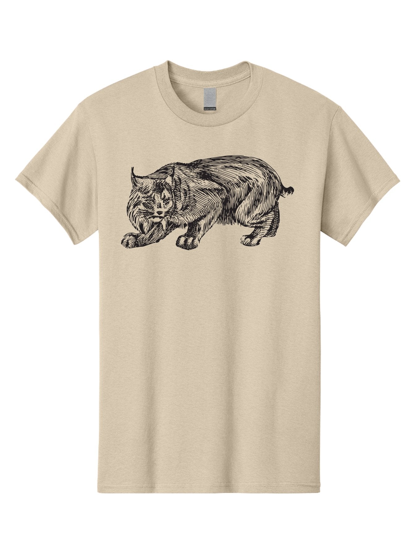 Cat Men'S Graphic Tee, 100% Cotton, Comfortable Casual Summer Wear, Machine Washable, Aggressive Cat, Stalking Stance, Feline Predator, Sharp Claws, Furry Texture, Menacing Posture, Animal Illustration, Black Line Art, Detailed Shading Aad866 8