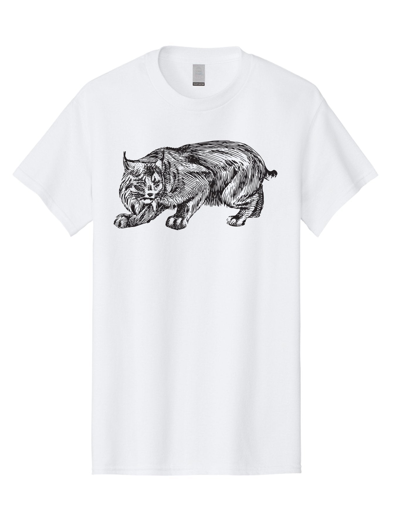 Cat Men'S Graphic Tee, 100% Cotton, Comfortable Casual Summer Wear, Machine Washable, Aggressive Cat, Stalking Stance, Feline Predator, Sharp Claws, Furry Texture, Menacing Posture, Animal Illustration, Black Line Art, Detailed Shading Aad866 7