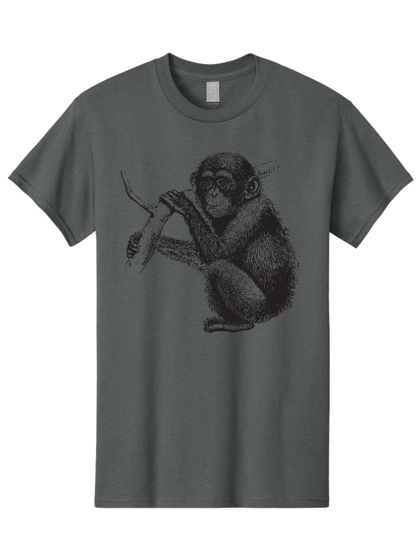 Chimpanzee Men'S Graphic Tee, 100% Cotton, Comfortable Casual Summer Wear, Machine Washable, Chimpanzee Hanging From Branch, Primate Artwork, Monkey Illustration, Wildlife Graphic, Animal Drawing, Edll Art Aad867 10