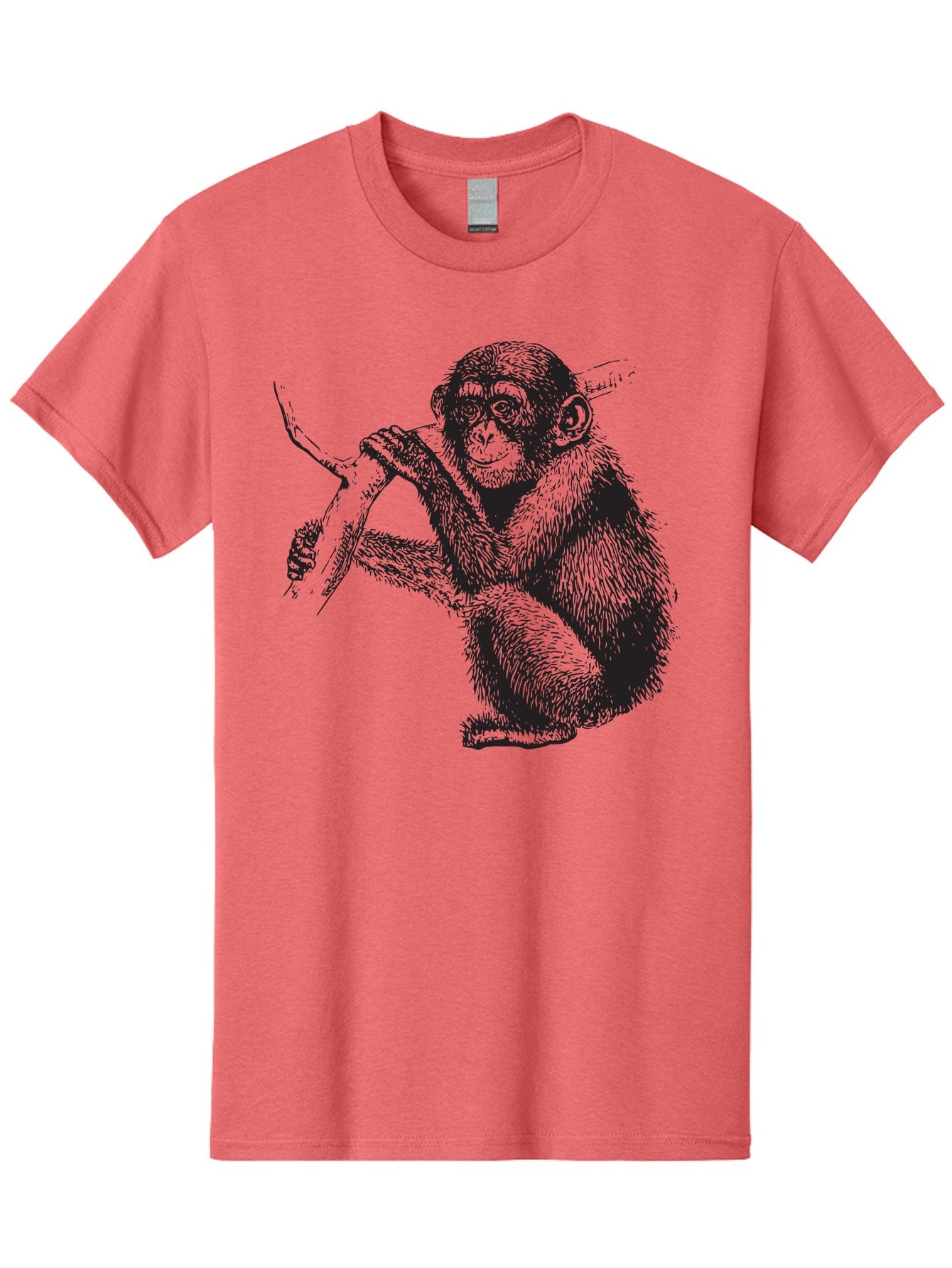 Chimpanzee Men'S Graphic Tee, 100% Cotton, Comfortable Casual Summer Wear, Machine Washable, Chimpanzee Hanging From Branch, Primate Artwork, Monkey Illustration, Wildlife Graphic, Animal Drawing, Edll Art Aad867 11
