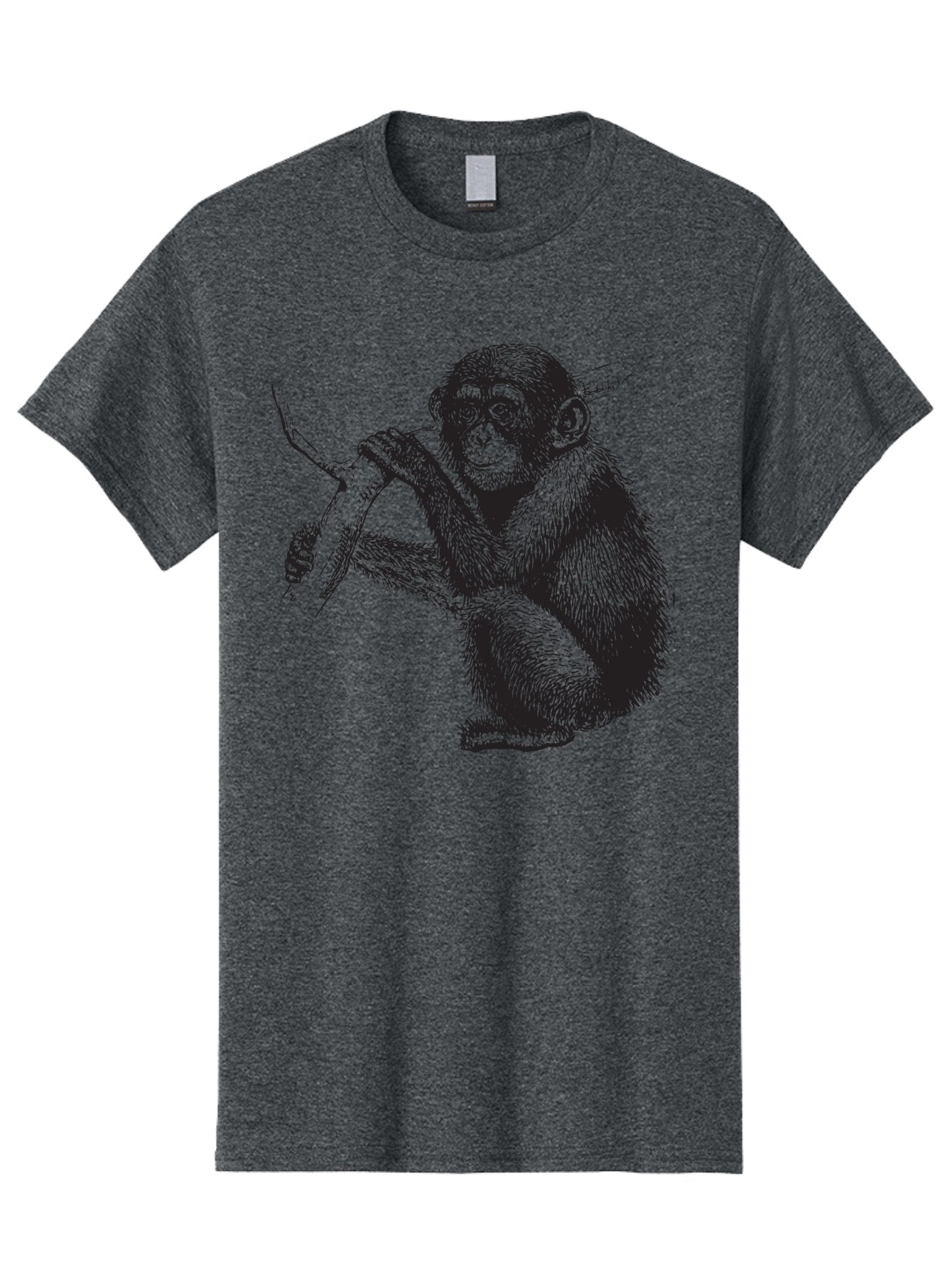 Chimpanzee Men'S Graphic Tee, 100% Cotton, Comfortable Casual Summer Wear, Machine Washable, Chimpanzee Hanging From Branch, Primate Artwork, Monkey Illustration, Wildlife Graphic, Animal Drawing, Edll Art Aad867 8