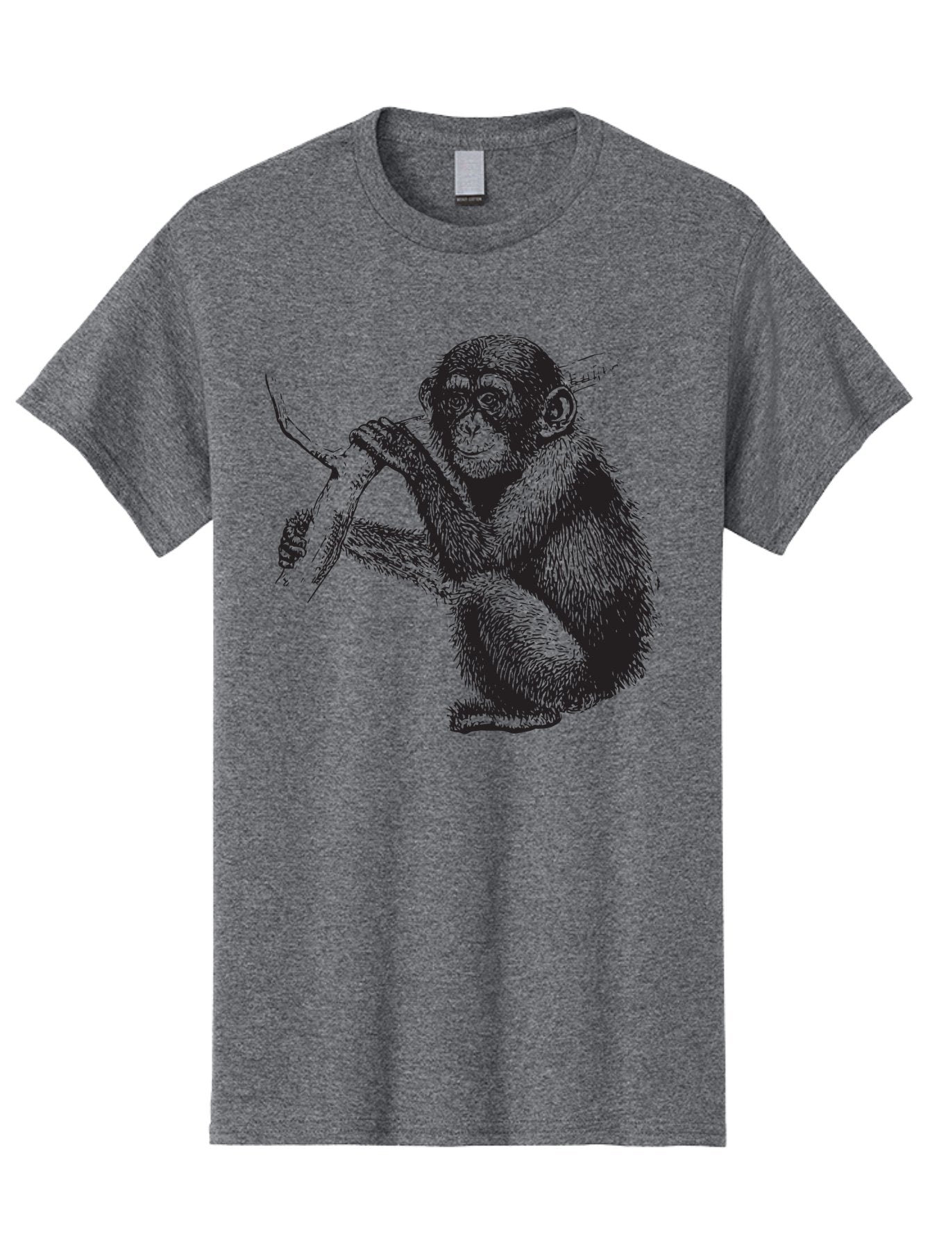 Chimpanzee Men'S Graphic Tee, 100% Cotton, Comfortable Casual Summer Wear, Machine Washable, Chimpanzee Hanging From Branch, Primate Artwork, Monkey Illustration, Wildlife Graphic, Animal Drawing, Edll Art Aad867 9