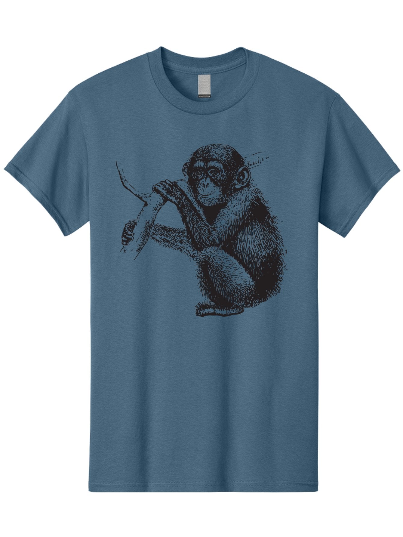 Chimpanzee Men'S Graphic Tee, 100% Cotton, Comfortable Casual Summer Wear, Machine Washable, Chimpanzee Hanging From Branch, Primate Artwork, Monkey Illustration, Wildlife Graphic, Animal Drawing, Edll Art Aad867 12