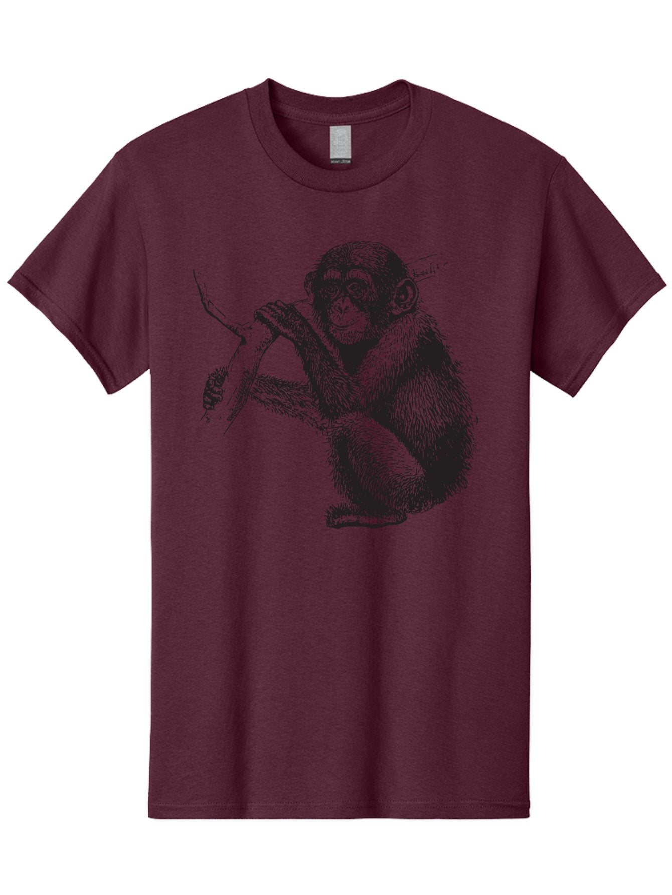 Chimpanzee Men'S Graphic Tee, 100% Cotton, Comfortable Casual Summer Wear, Machine Washable, Chimpanzee Hanging From Branch, Primate Artwork, Monkey Illustration, Wildlife Graphic, Animal Drawing, Edll Art Aad867 7