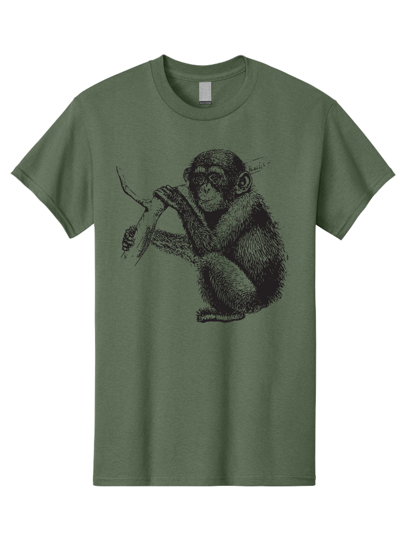 Chimpanzee Men'S Graphic Tee, 100% Cotton, Comfortable Casual Summer Wear, Machine Washable, Chimpanzee Hanging From Branch, Primate Artwork, Monkey Illustration, Wildlife Graphic, Animal Drawing, Edll Art Aad867 3