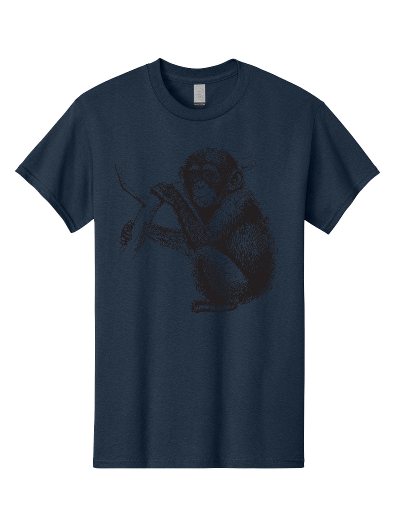 Chimpanzee Men'S Graphic Tee, 100% Cotton, Comfortable Casual Summer Wear, Machine Washable, Chimpanzee Hanging From Branch, Primate Artwork, Monkey Illustration, Wildlife Graphic, Animal Drawing, Edll Art Aad867 13
