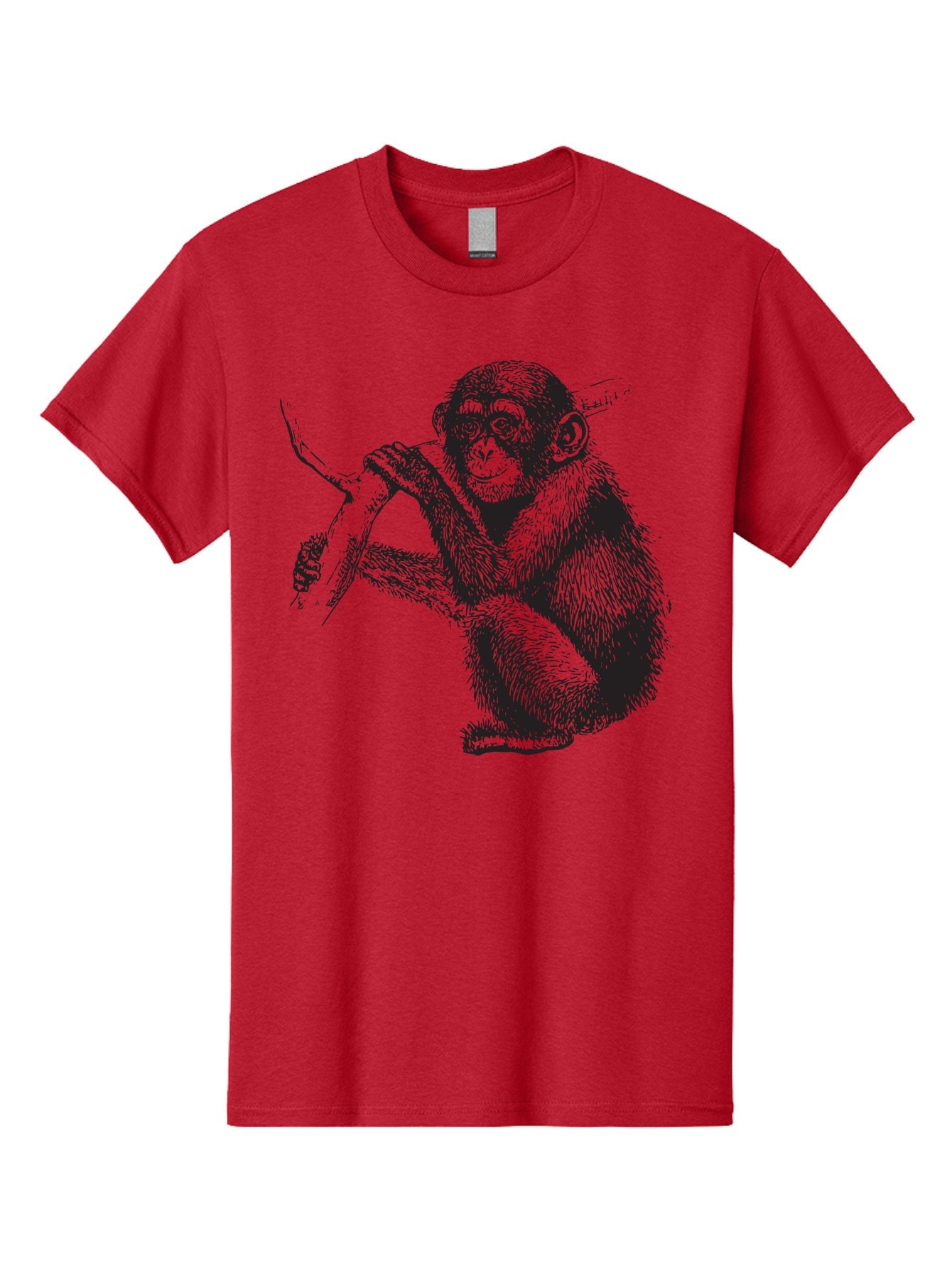Chimpanzee Men'S Graphic Tee, 100% Cotton, Comfortable Casual Summer Wear, Machine Washable, Chimpanzee Hanging From Branch, Primate Artwork, Monkey Illustration, Wildlife Graphic, Animal Drawing, Edll Art Aad867 6