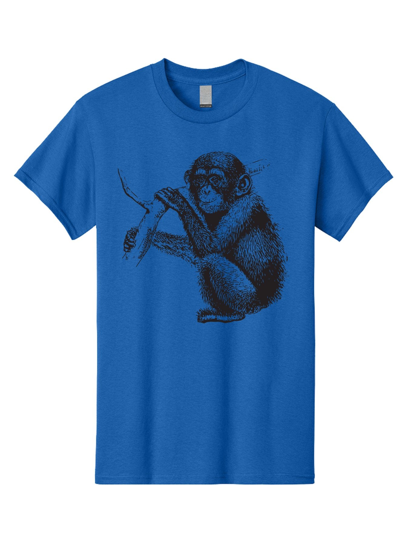 Chimpanzee Men'S Graphic Tee, 100% Cotton, Comfortable Casual Summer Wear, Machine Washable, Chimpanzee Hanging From Branch, Primate Artwork, Monkey Illustration, Wildlife Graphic, Animal Drawing, Edll Art Aad867 4