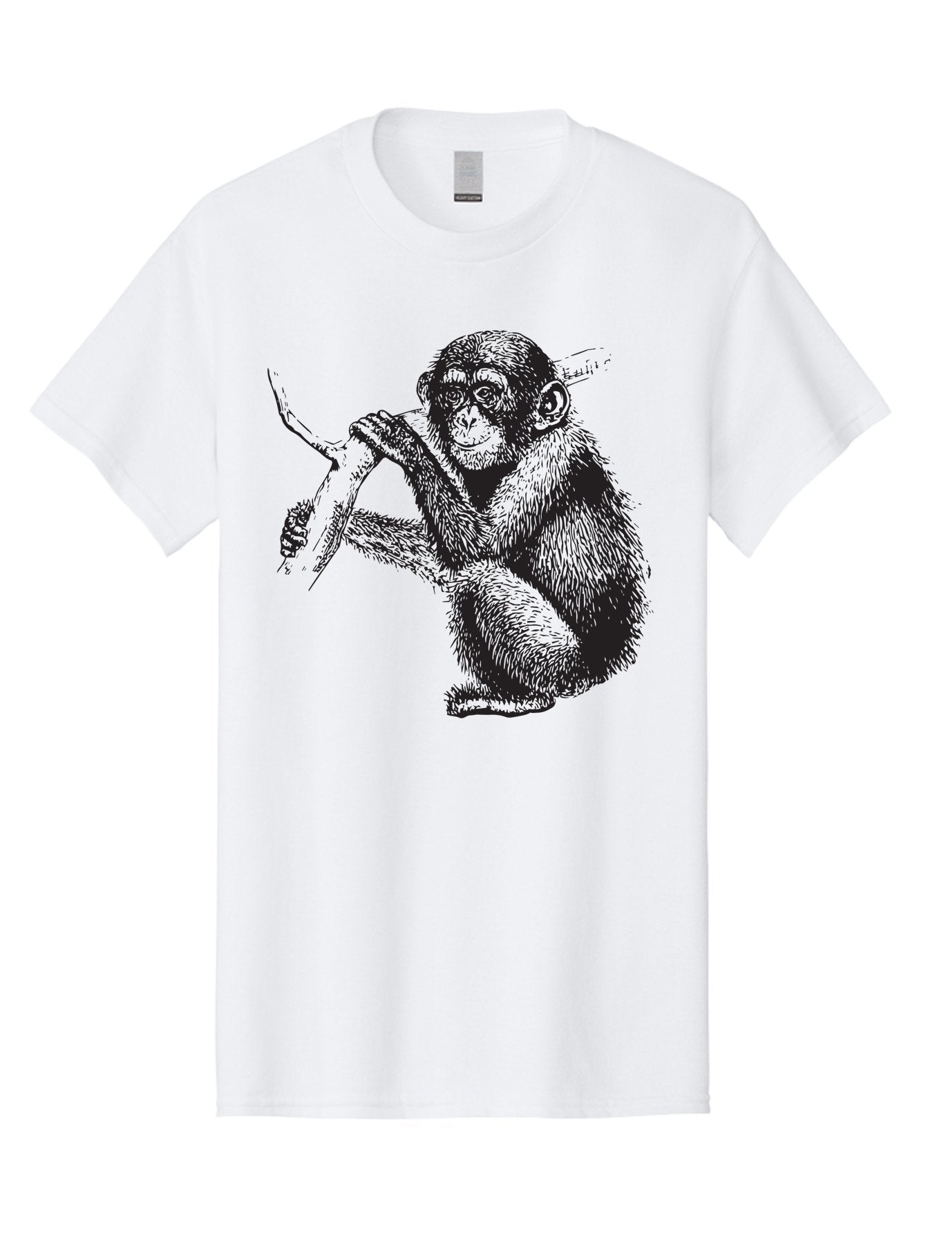 Chimpanzee Men'S Graphic Tee, 100% Cotton, Comfortable Casual Summer Wear, Machine Washable, Chimpanzee Hanging From Branch, Primate Artwork, Monkey Illustration, Wildlife Graphic, Animal Drawing, Edll Art Aad867 15