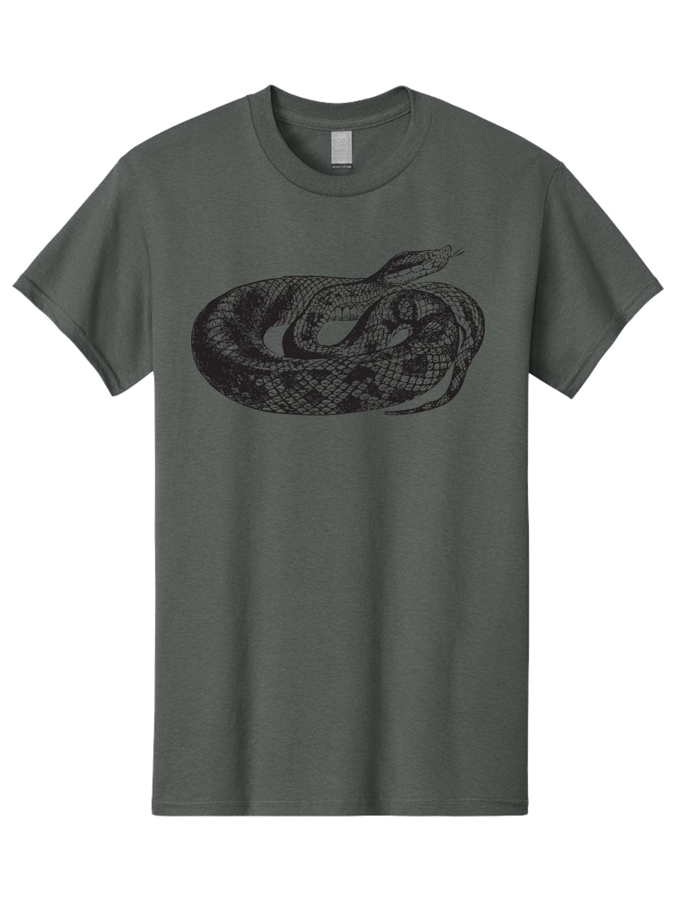 Coiled-Snake-1 Men'S Graphic Tee, 100% Cotton, Comfortable Casual Summer Wear, Machine Washable, Snake Illustration, Coiled Snake, Reptile Art, Wildlife Design, Snake Head, Forked Tongue, Detailed Scales, Black And Green Aad868 6