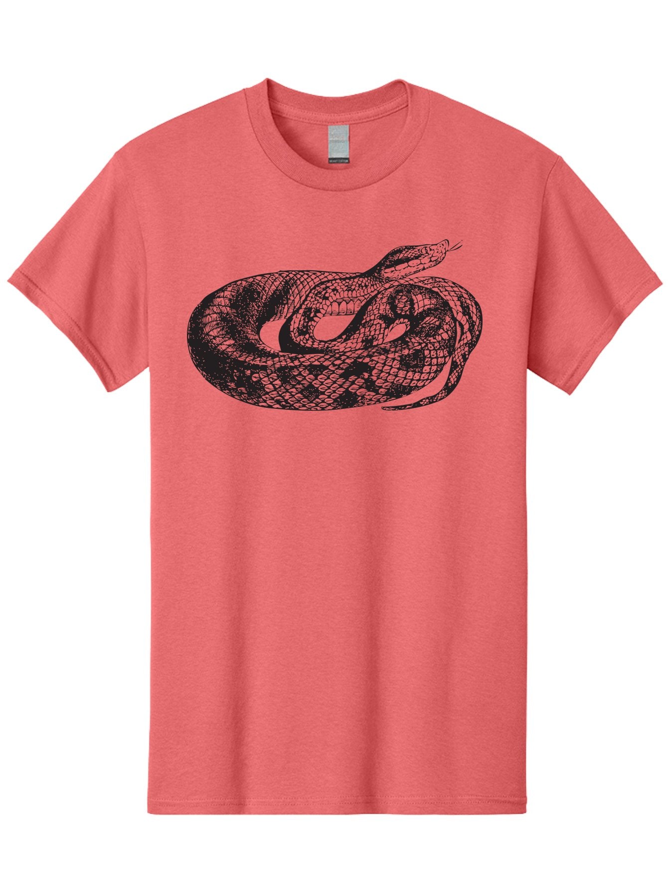 Coiled-Snake-1 Men'S Graphic Tee, 100% Cotton, Comfortable Casual Summer Wear, Machine Washable, Snake Illustration, Coiled Snake, Reptile Art, Wildlife Design, Snake Head, Forked Tongue, Detailed Scales, Black And Green Aad868 3