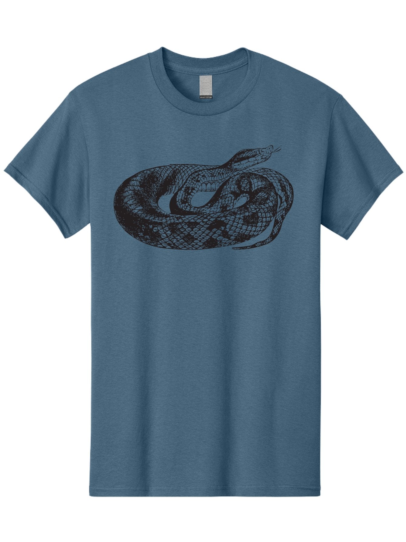 Coiled-Snake-1 Men'S Graphic Tee, 100% Cotton, Comfortable Casual Summer Wear, Machine Washable, Snake Illustration, Coiled Snake, Reptile Art, Wildlife Design, Snake Head, Forked Tongue, Detailed Scales, Black And Green Aad868
