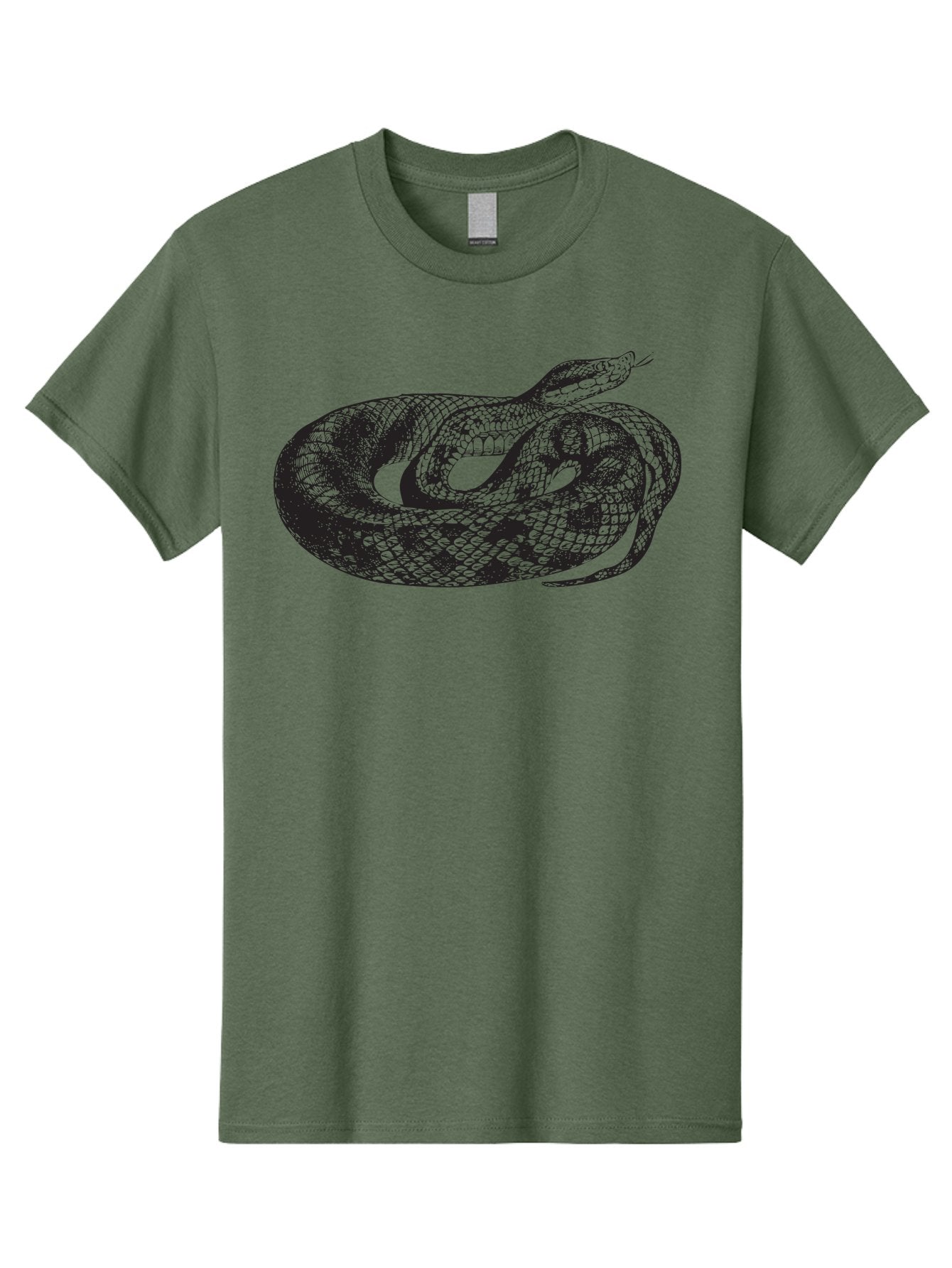 Coiled-Snake-1 Men'S Graphic Tee, 100% Cotton, Comfortable Casual Summer Wear, Machine Washable, Snake Illustration, Coiled Snake, Reptile Art, Wildlife Design, Snake Head, Forked Tongue, Detailed Scales, Black And Green Aad868 7