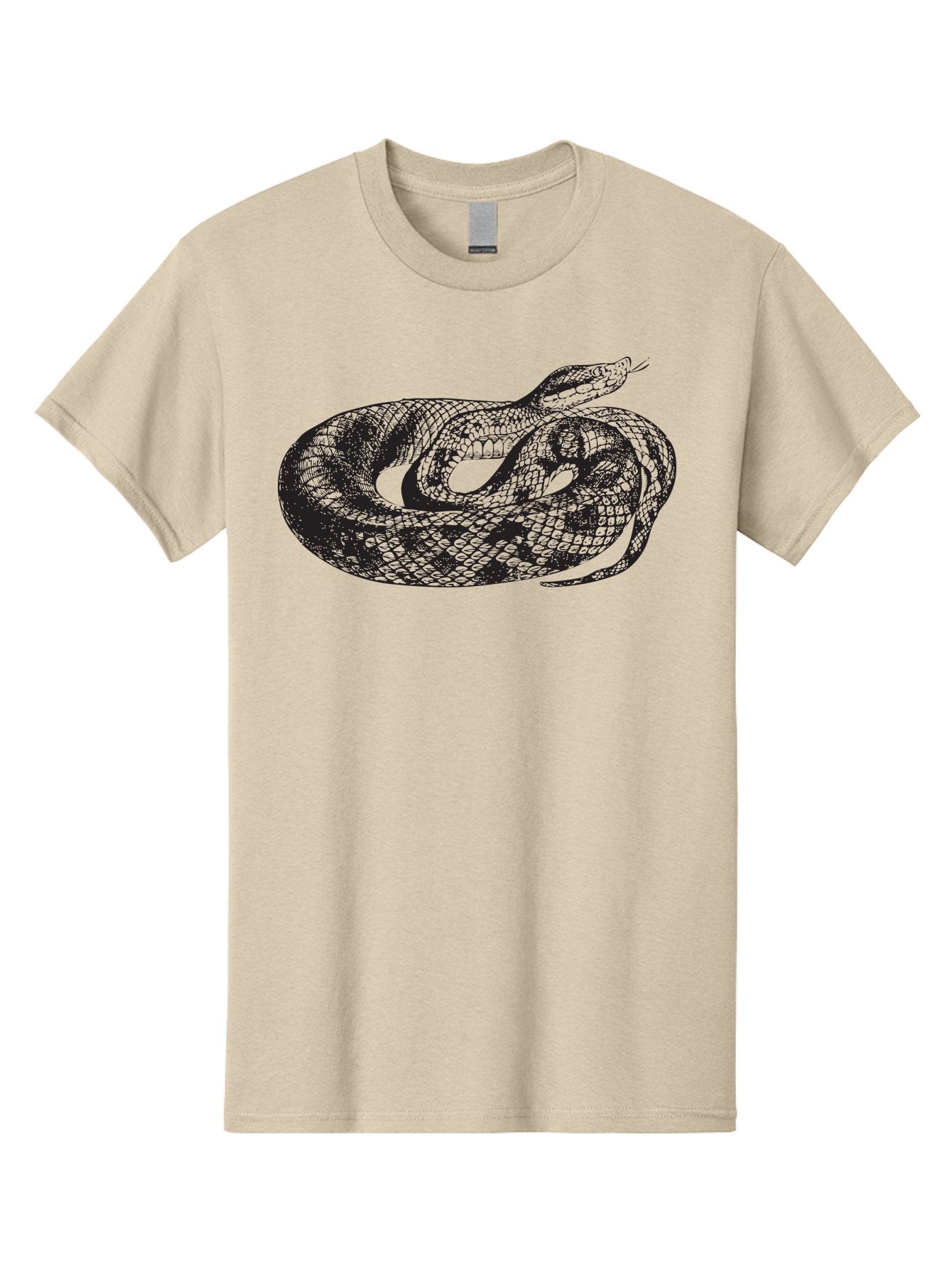 Coiled-Snake-1 Men'S Graphic Tee, 100% Cotton, Comfortable Casual Summer Wear, Machine Washable, Snake Illustration, Coiled Snake, Reptile Art, Wildlife Design, Snake Head, Forked Tongue, Detailed Scales, Black And Green Aad868 12