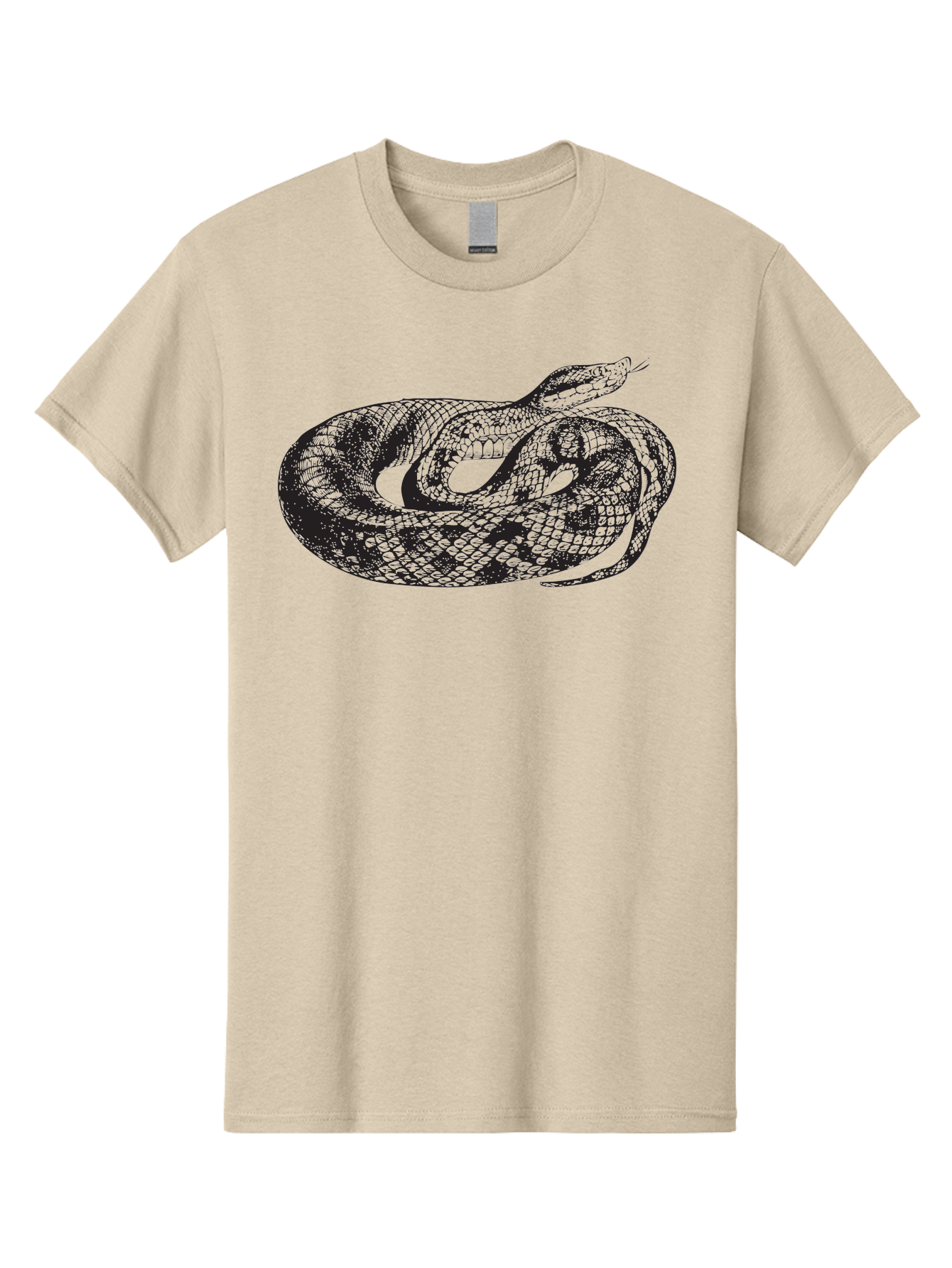 Coiled-Snake-1 Men'S Graphic Tee, 100% Cotton, Comfortable Casual Summer Wear, Machine Washable, Snake Illustration, Coiled Snake, Reptile Art, Wildlife Design, Snake Head, Forked Tongue, Detailed Scales, Black And Green Aad868 5