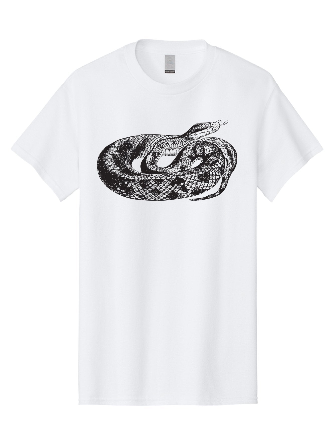 Coiled-Snake-1 Men'S Graphic Tee, 100% Cotton, Comfortable Casual Summer Wear, Machine Washable, Snake Illustration, Coiled Snake, Reptile Art, Wildlife Design, Snake Head, Forked Tongue, Detailed Scales, Black And Green Aad868 5