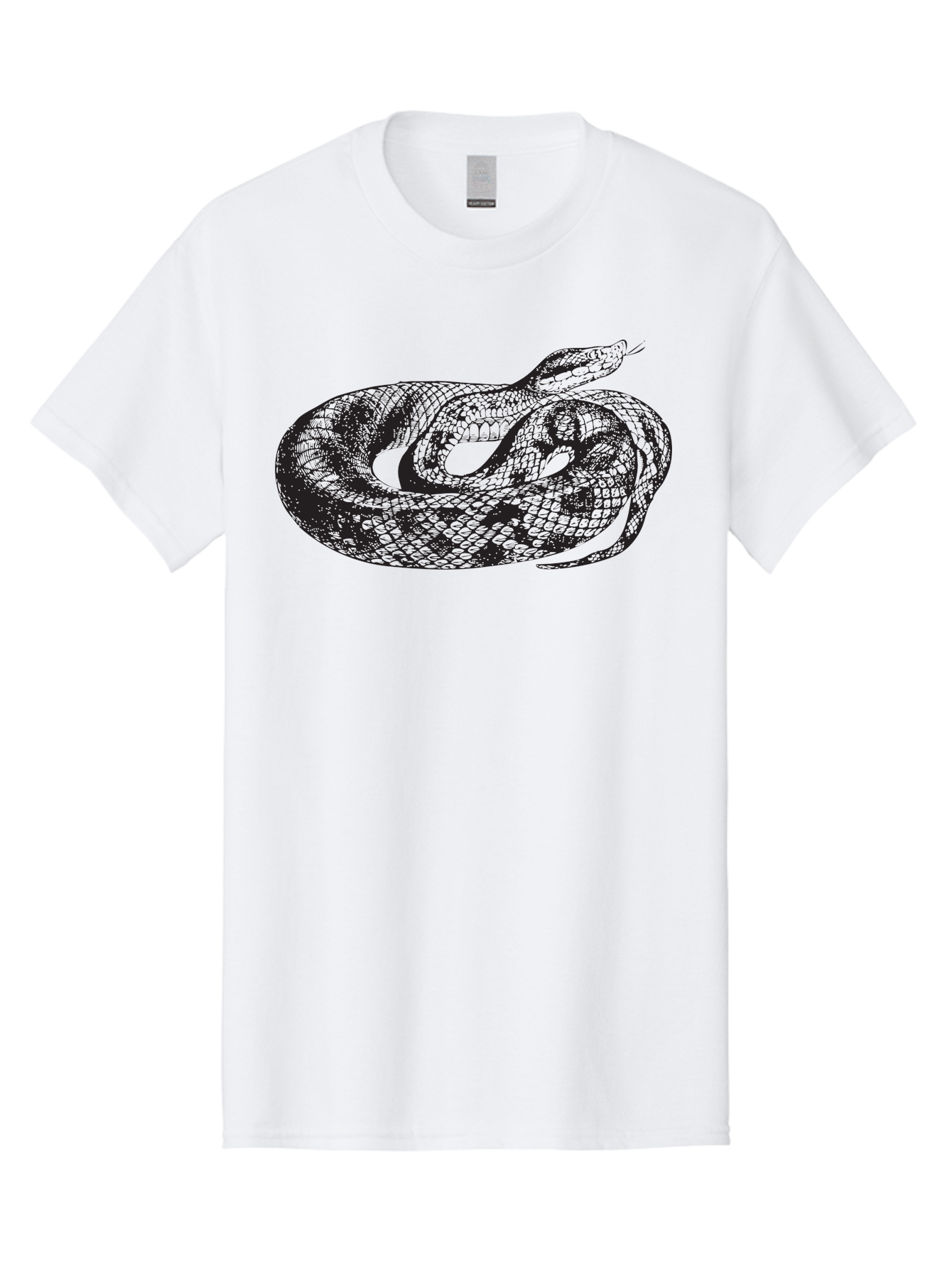 Coiled-Snake-1 Men'S Graphic Tee, 100% Cotton, Comfortable Casual Summer Wear, Machine Washable, Snake Illustration, Coiled Snake, Reptile Art, Wildlife Design, Snake Head, Forked Tongue, Detailed Scales, Black And Green Aad868 15