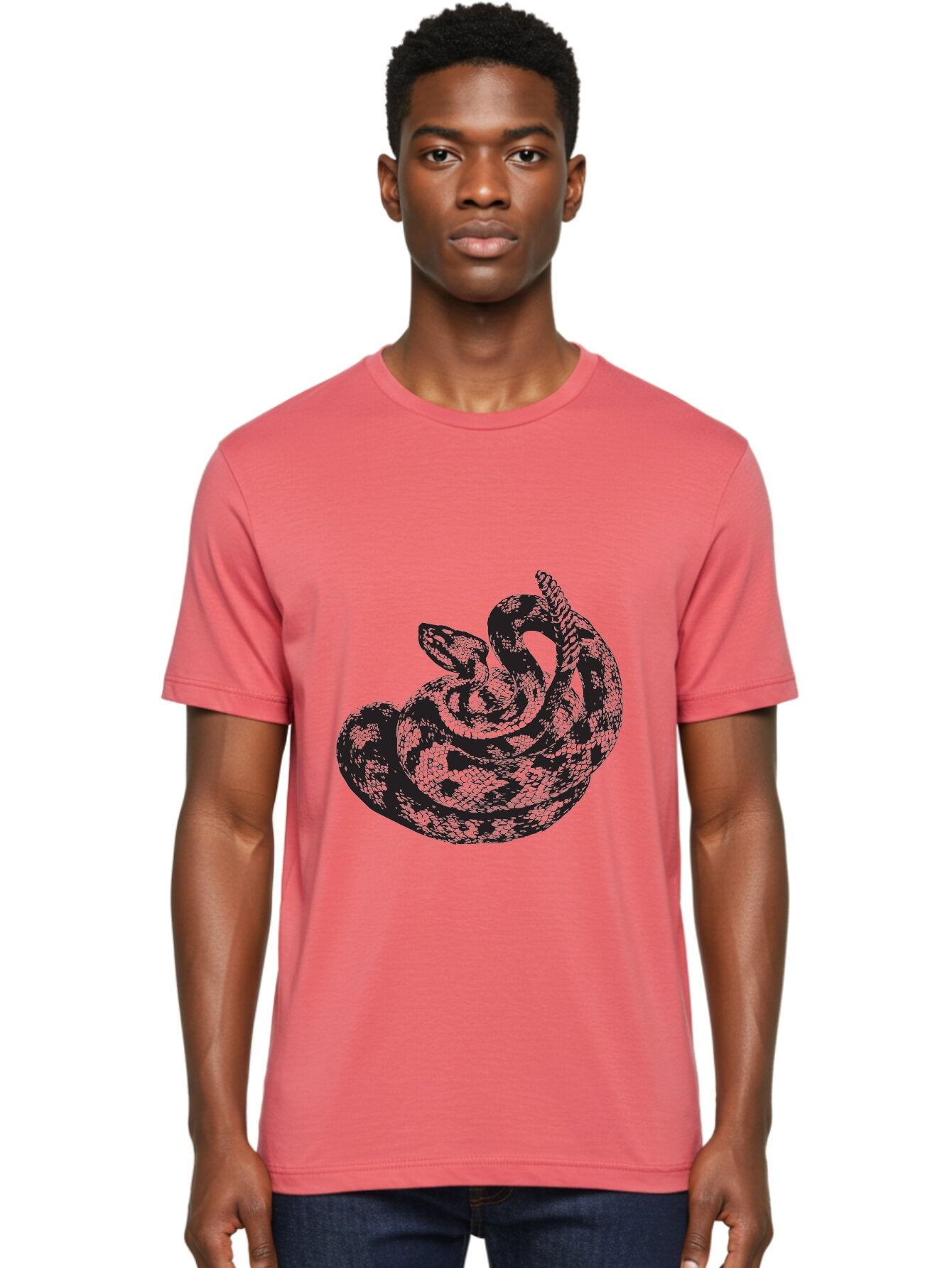 Coiled-Snake-2 Men'S Graphic Tee, 100% Cotton, Comfortable Casual Summer Wear, Machine Washable, Serpent Illustration, Coiled Snake, Reptile Art, Wildlife Graphic, Snake Design, Danger Symbol, Venomous Snake, Wild Animal, Snake Pattern, Aad869 18