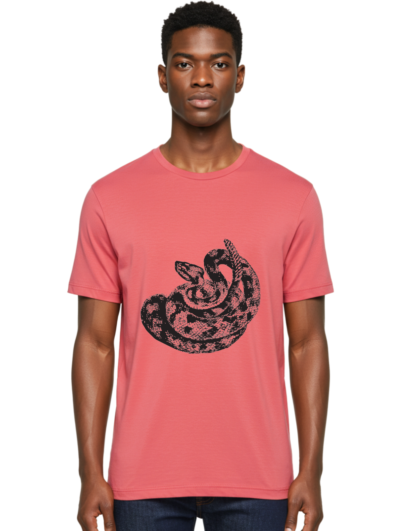 Coiled-Snake-2 Men'S Graphic Tee, 100% Cotton, Comfortable Casual Summer Wear, Machine Washable, Serpent Illustration, Coiled Snake, Reptile Art, Wildlife Graphic, Snake Design, Danger Symbol, Venomous Snake, Wild Animal, Snake Pattern, Aad869 24