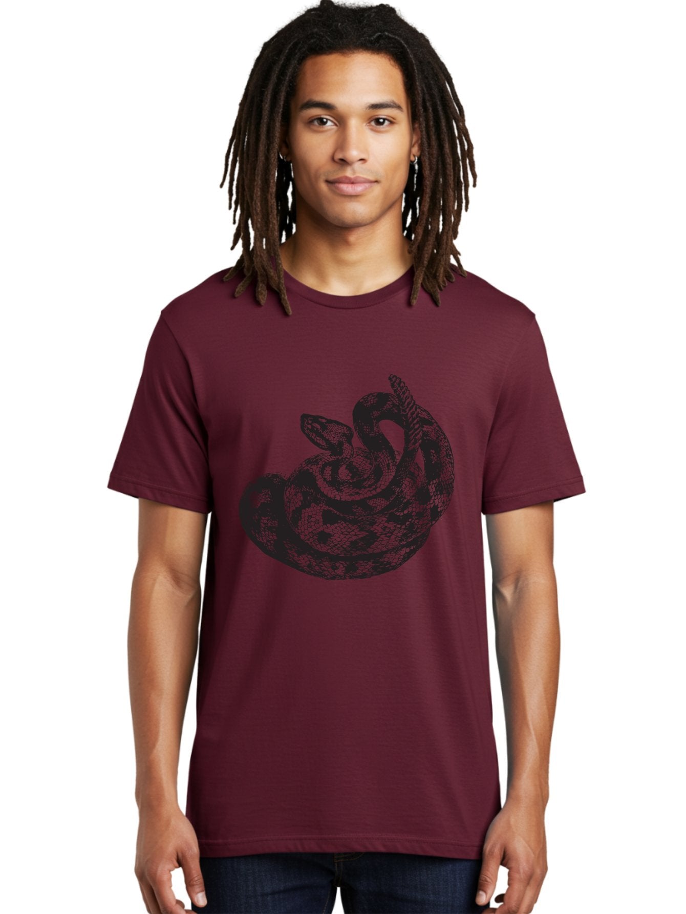 Coiled-Snake-2 Men'S Graphic Tee, 100% Cotton, Comfortable Casual Summer Wear, Machine Washable, Serpent Illustration, Coiled Snake, Reptile Art, Wildlife Graphic, Snake Design, Danger Symbol, Venomous Snake, Wild Animal, Snake Pattern, Aad869 19
