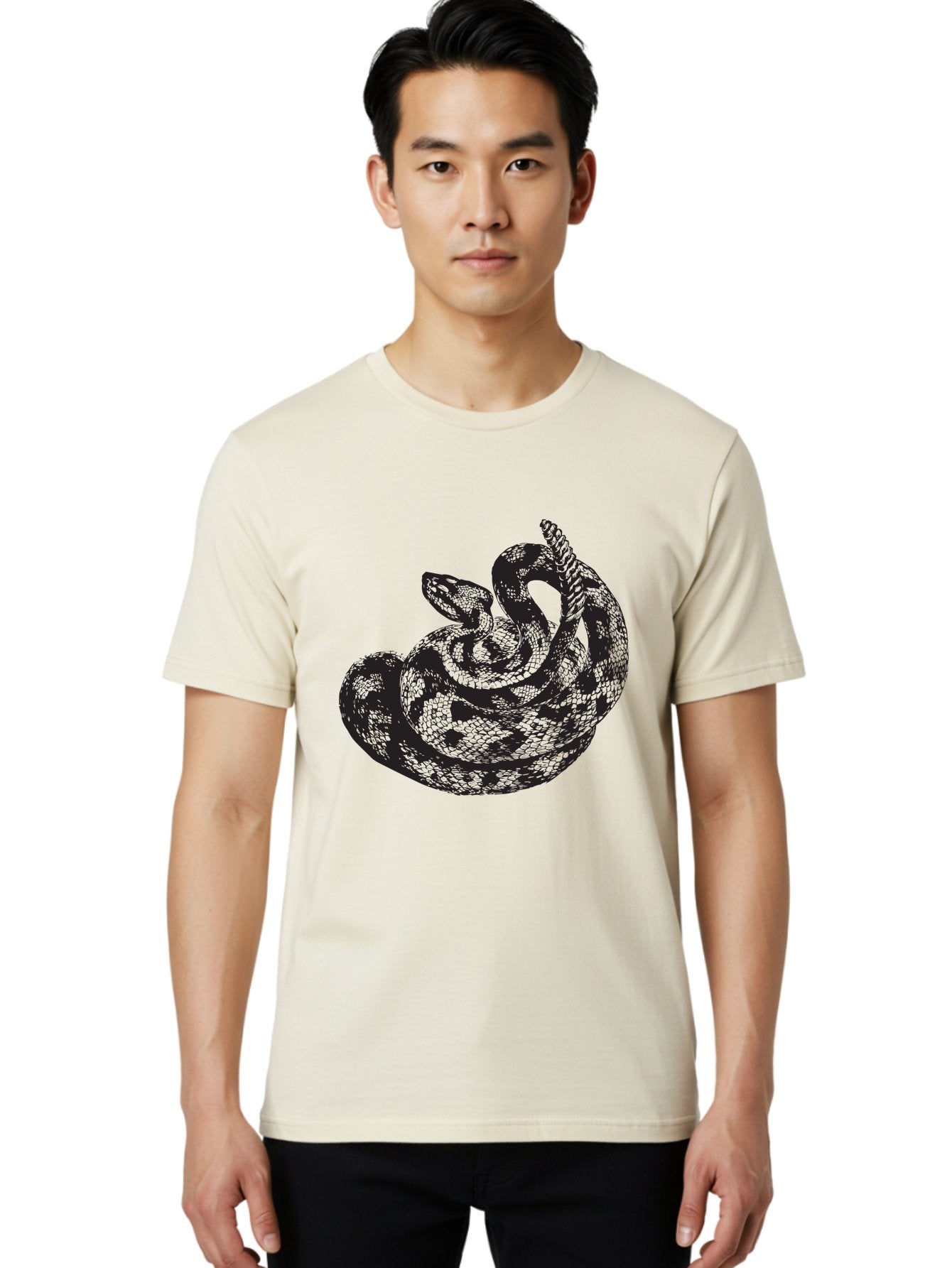 Coiled-Snake-2 Men'S Graphic Tee, 100% Cotton, Comfortable Casual Summer Wear, Machine Washable, Serpent Illustration, Coiled Snake, Reptile Art, Wildlife Graphic, Snake Design, Danger Symbol, Venomous Snake, Wild Animal, Snake Pattern, Aad869 26
