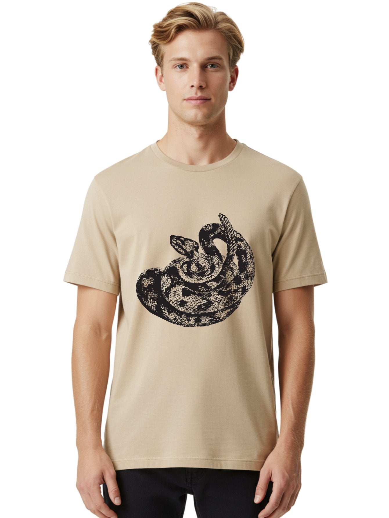 Coiled-Snake-2 Men'S Graphic Tee, 100% Cotton, Comfortable Casual Summer Wear, Machine Washable, Serpent Illustration, Coiled Snake, Reptile Art, Wildlife Graphic, Snake Design, Danger Symbol, Venomous Snake, Wild Animal, Snake Pattern, Aad869 22