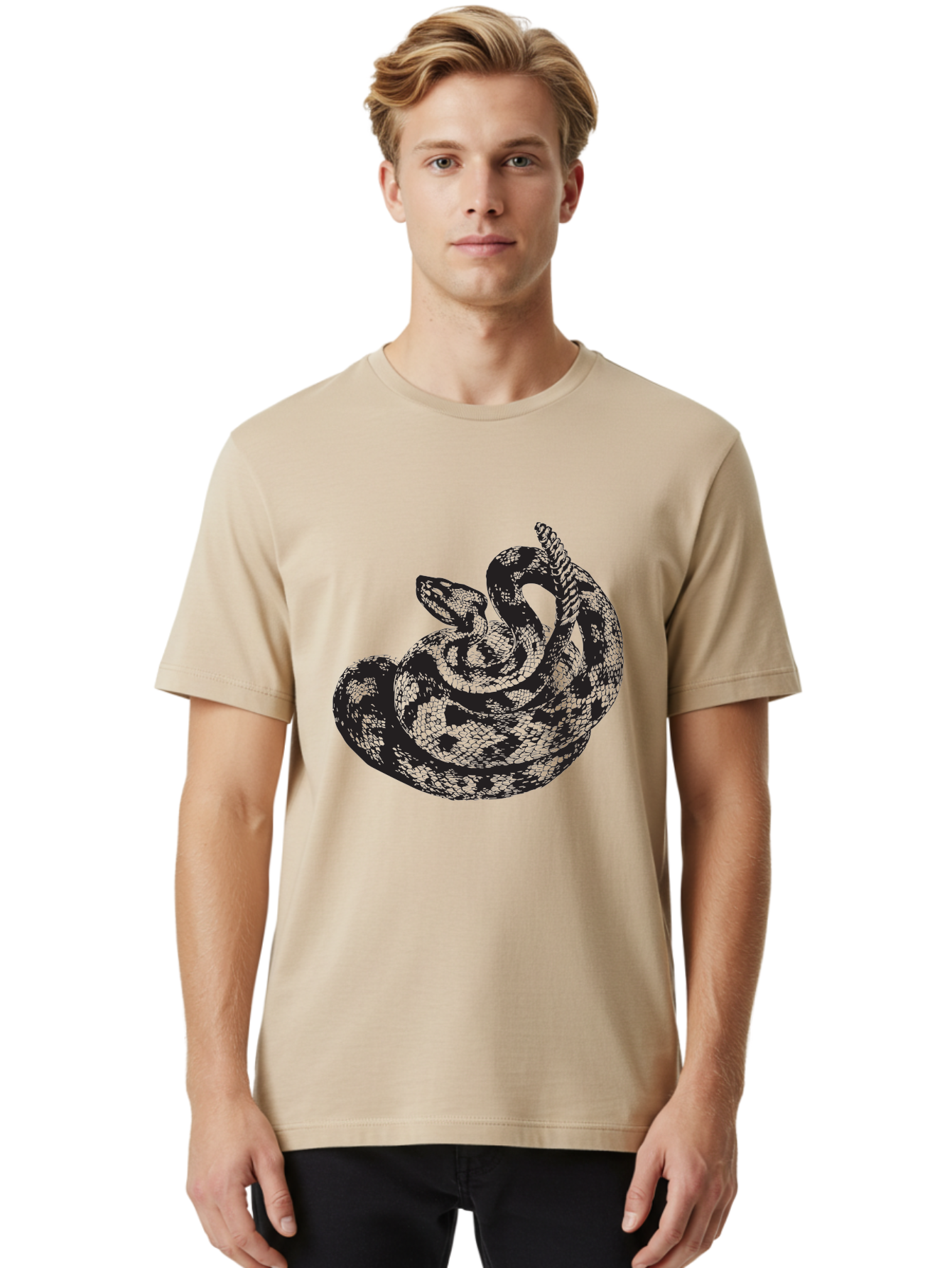 Coiled-Snake-2 Men'S Graphic Tee, 100% Cotton, Comfortable Casual Summer Wear, Machine Washable, Serpent Illustration, Coiled Snake, Reptile Art, Wildlife Graphic, Snake Design, Danger Symbol, Venomous Snake, Wild Animal, Snake Pattern, Aad869 18
