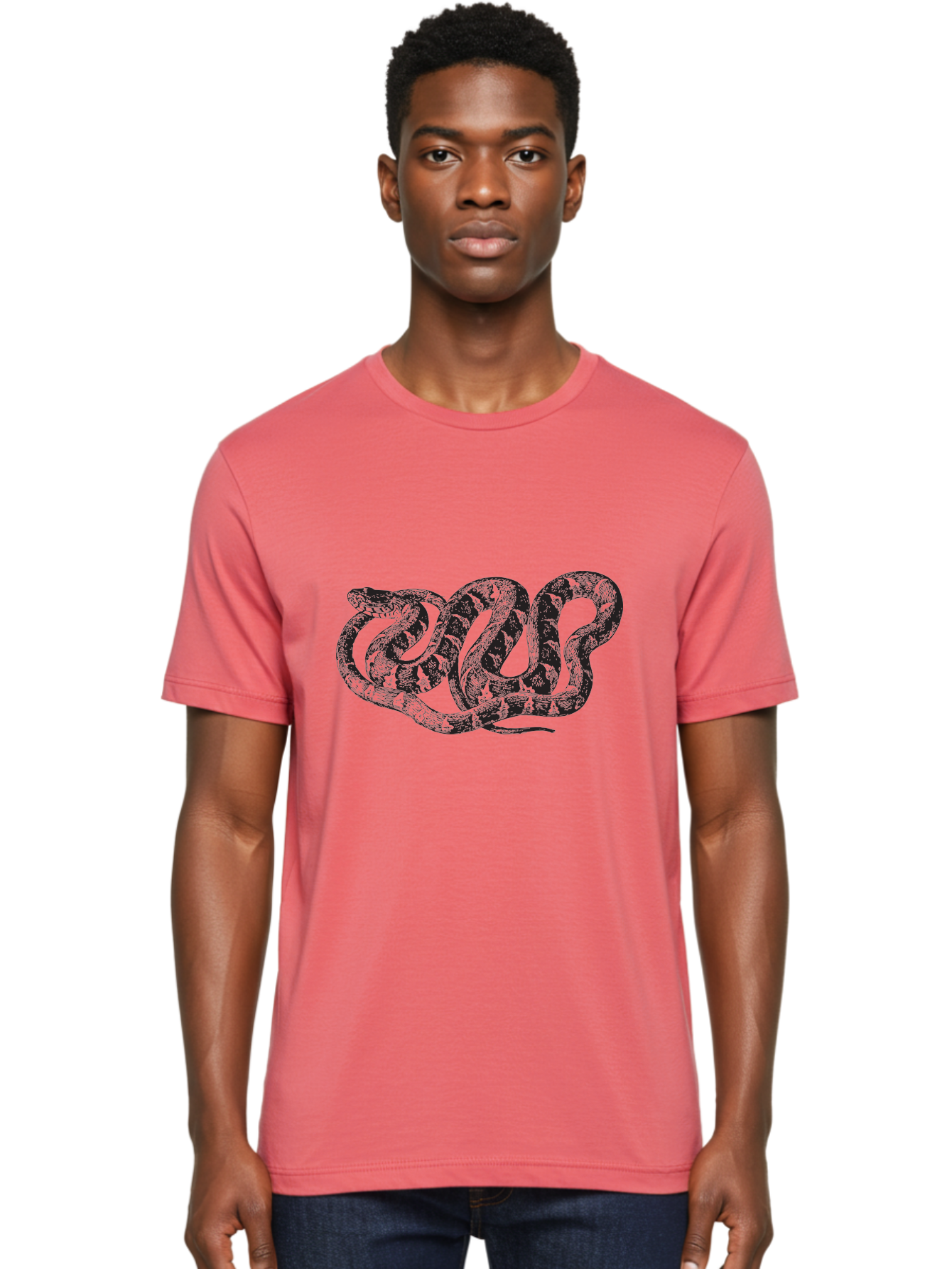 Coiled-Snake Men'S Graphic Tee, 100% Cotton, Comfortable Casual Summer Wear, Machine Washable, Serpent Art, Snake Illustration, Reptile Design, Coiled Snake, Wildlife Artwork, Snake Pattern, Detailed Snake, Abstract Snake Aad870 14