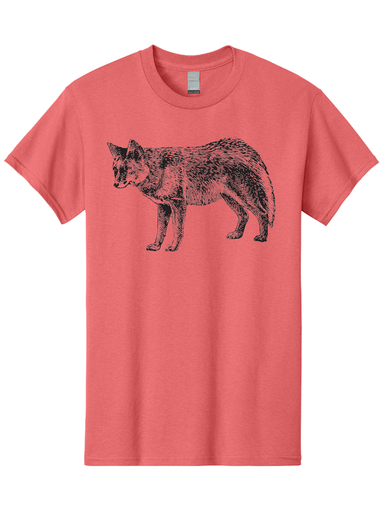 Coyote Men'S Graphic Tee, 100% Cotton, Comfortable Casual Summer Wear, Machine Washable, Coyote Illustration, Wild Animal, Cross-Hatched Shading, Wildlife Art, Monochrome Graphic, Canine Portrait, Forest Creature, Hand-Drawn Design, Aad871 29