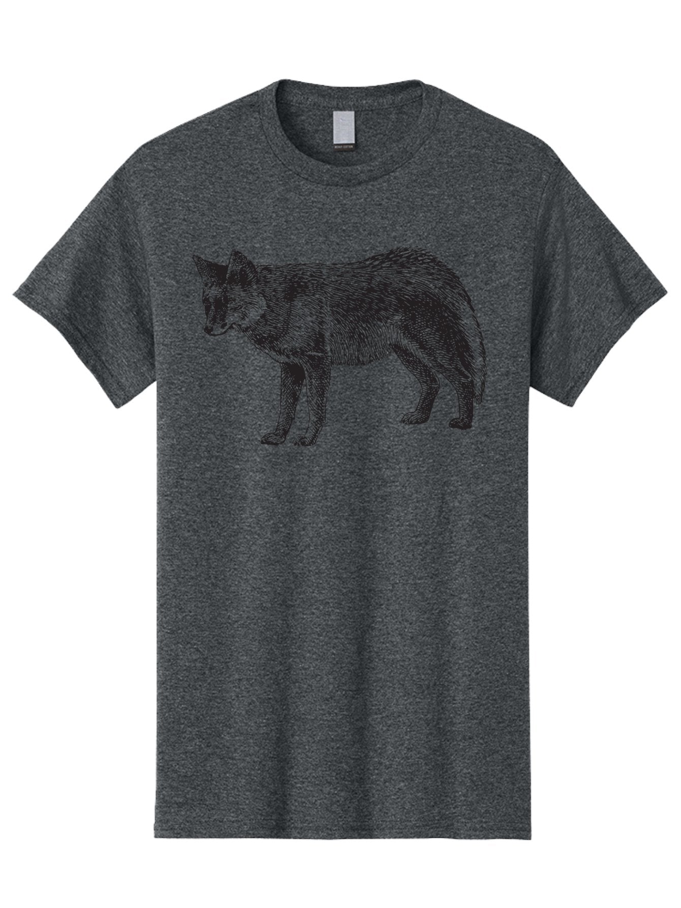 Coyote Men'S Graphic Tee, 100% Cotton, Comfortable Casual Summer Wear, Machine Washable, Coyote Illustration, Wild Animal, Cross-Hatched Shading, Wildlife Art, Monochrome Graphic, Canine Portrait, Forest Creature, Hand-Drawn Design, Aad871 15