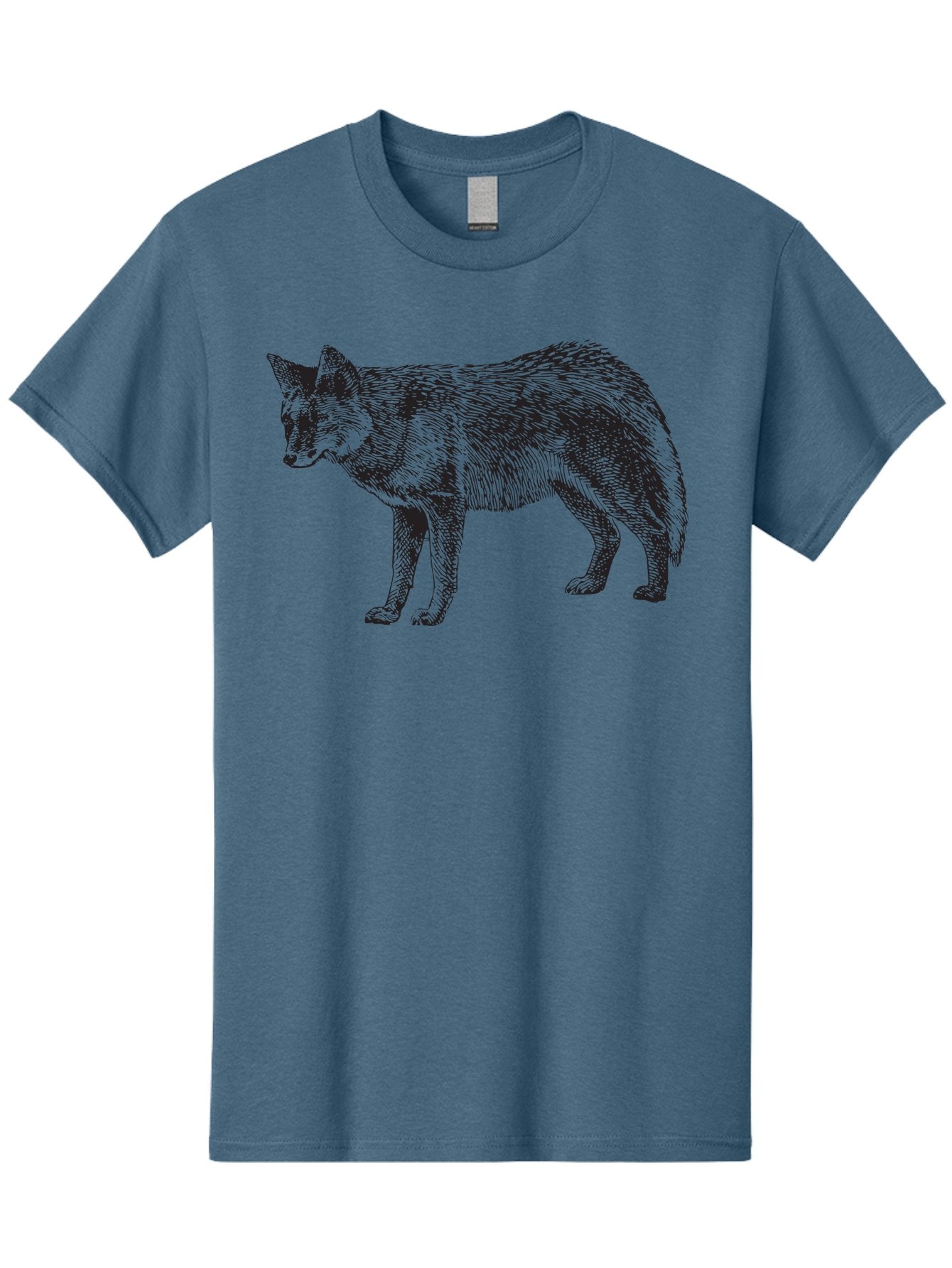 Coyote Men'S Graphic Tee, 100% Cotton, Comfortable Casual Summer Wear, Machine Washable, Coyote Illustration, Wild Animal, Cross-Hatched Shading, Wildlife Art, Monochrome Graphic, Canine Portrait, Forest Creature, Hand-Drawn Design, Aad871 12