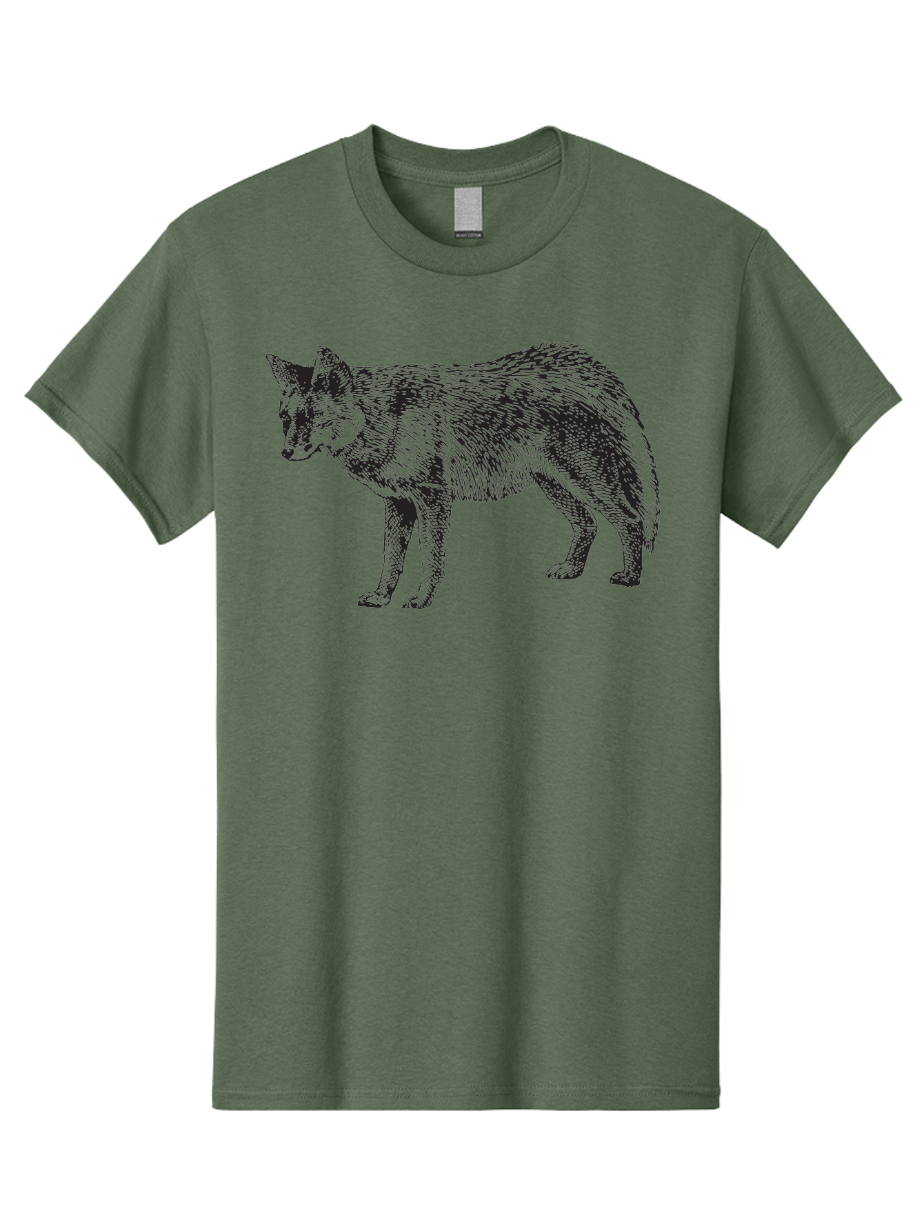 Coyote Men'S Graphic Tee, 100% Cotton, Comfortable Casual Summer Wear, Machine Washable, Coyote Illustration, Wild Animal, Cross-Hatched Shading, Wildlife Art, Monochrome Graphic, Canine Portrait, Forest Creature, Hand-Drawn Design, Aad871 15