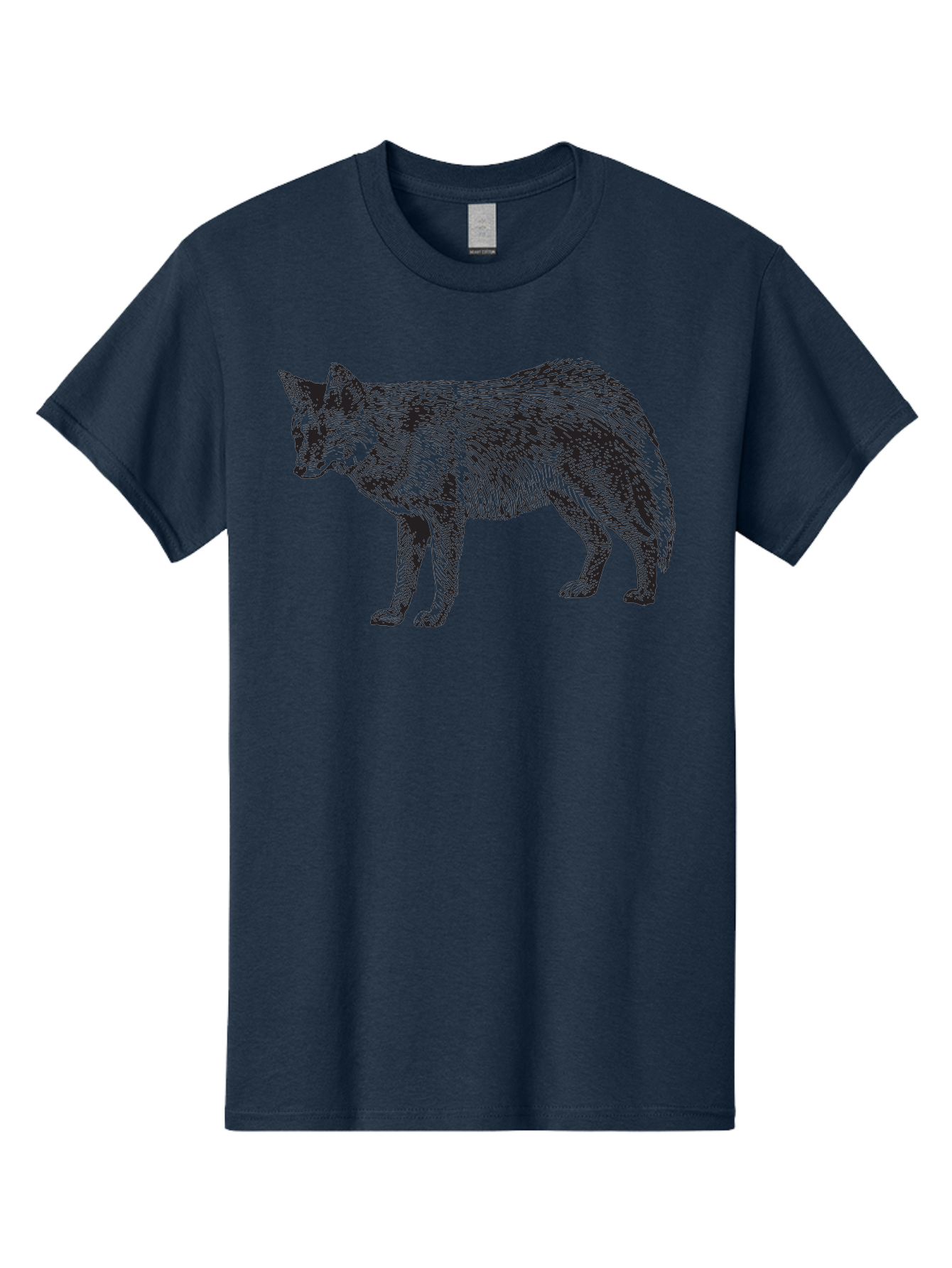 Coyote Men'S Graphic Tee, 100% Cotton, Comfortable Casual Summer Wear, Machine Washable, Coyote Illustration, Wild Animal, Cross-Hatched Shading, Wildlife Art, Monochrome Graphic, Canine Portrait, Forest Creature, Hand-Drawn Design, Aad871 9