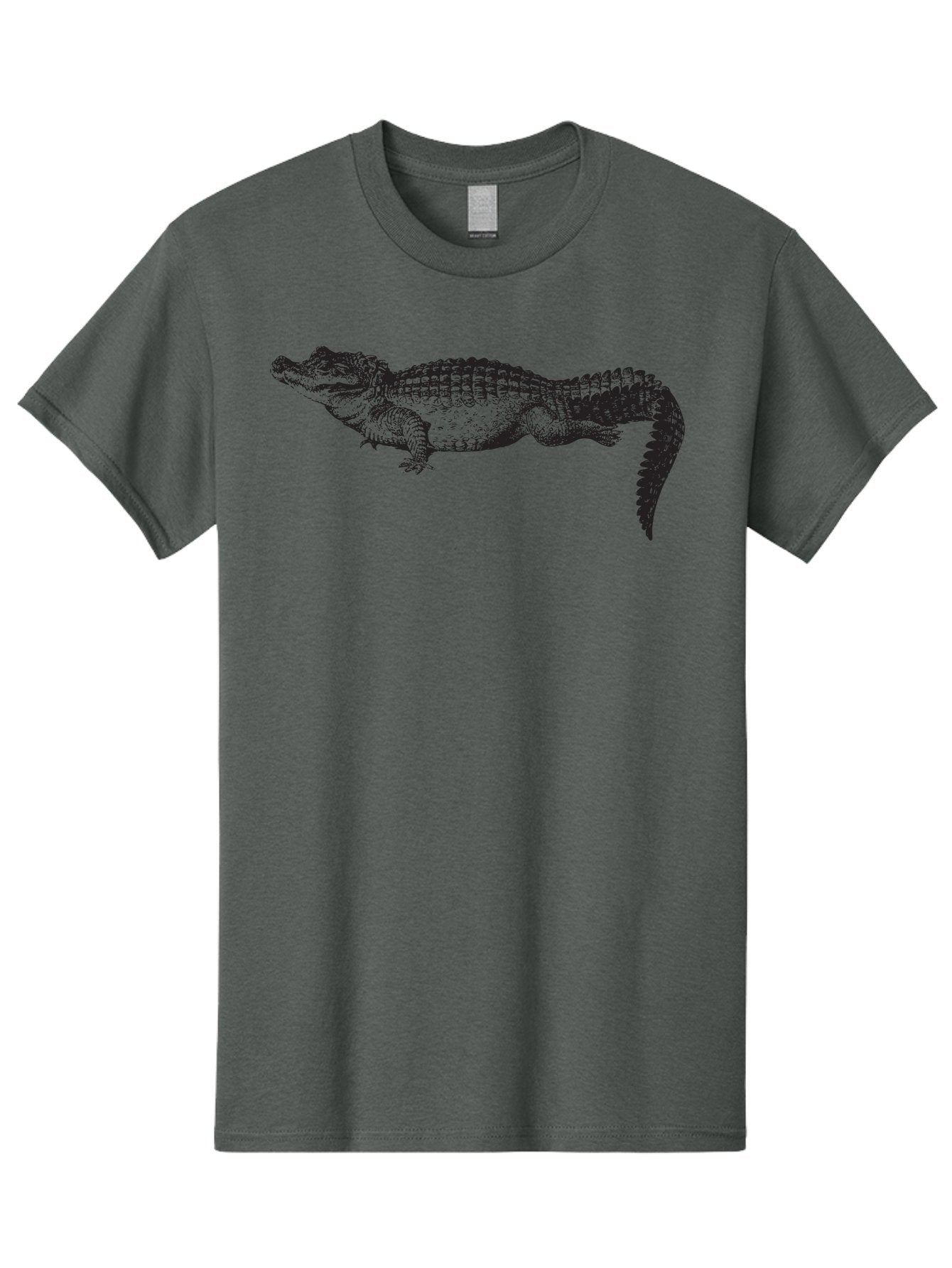 Crocodile-1 Men'S Graphic Tee, 100% Cotton, Comfortable Casual Summer Wear, Machine Washable, Crocodile Illustration, Reptile Art, Wildlife Graphic, Scaly Texture, Sharp Teeth, Ancient Creature, Black And Green, Graphic Design Aad872 7