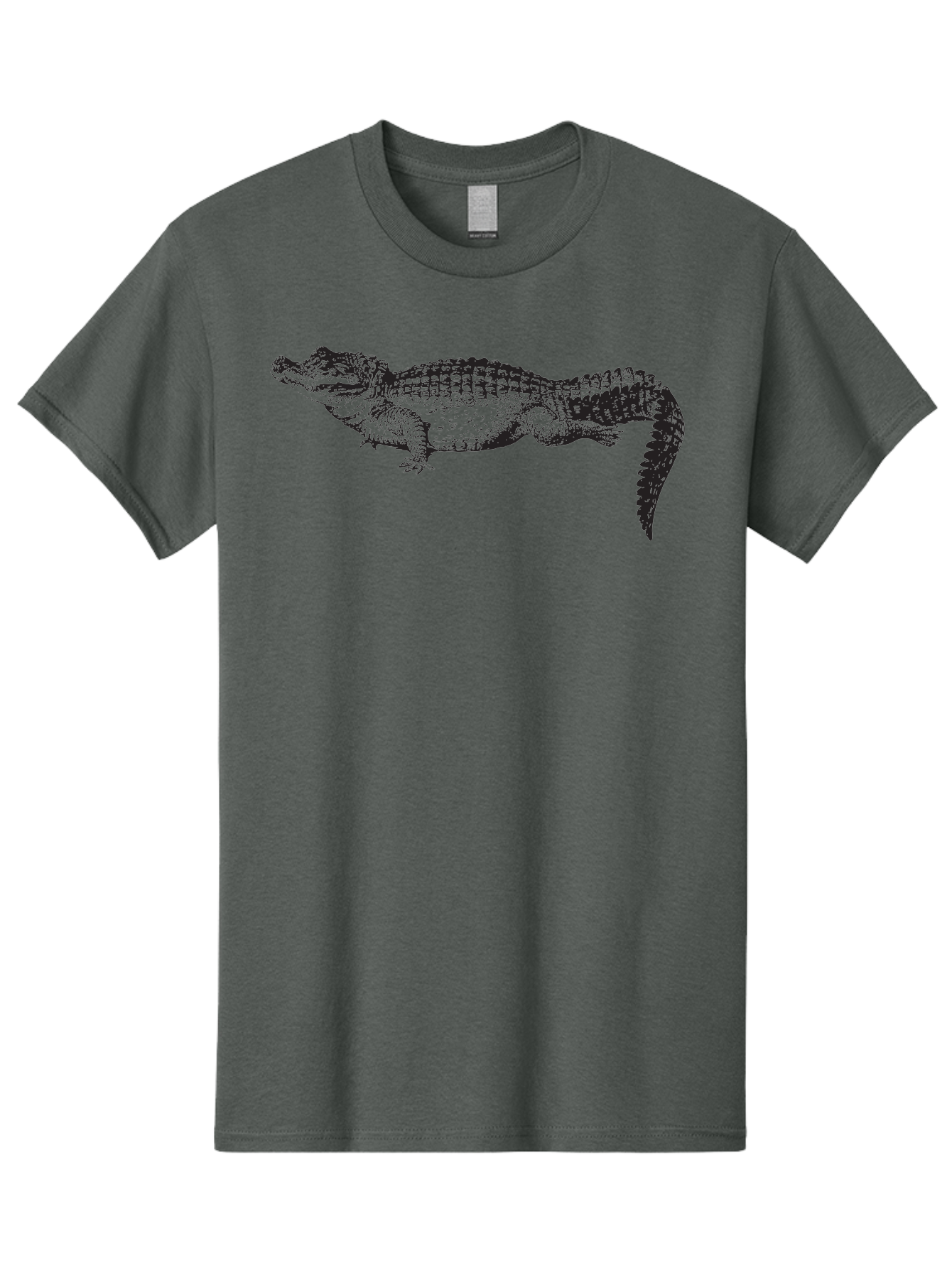 Crocodile-1 Men'S Graphic Tee, 100% Cotton, Comfortable Casual Summer Wear, Machine Washable, Crocodile Illustration, Reptile Art, Wildlife Graphic, Scaly Texture, Sharp Teeth, Ancient Creature, Black And Green, Graphic Design Aad872 25