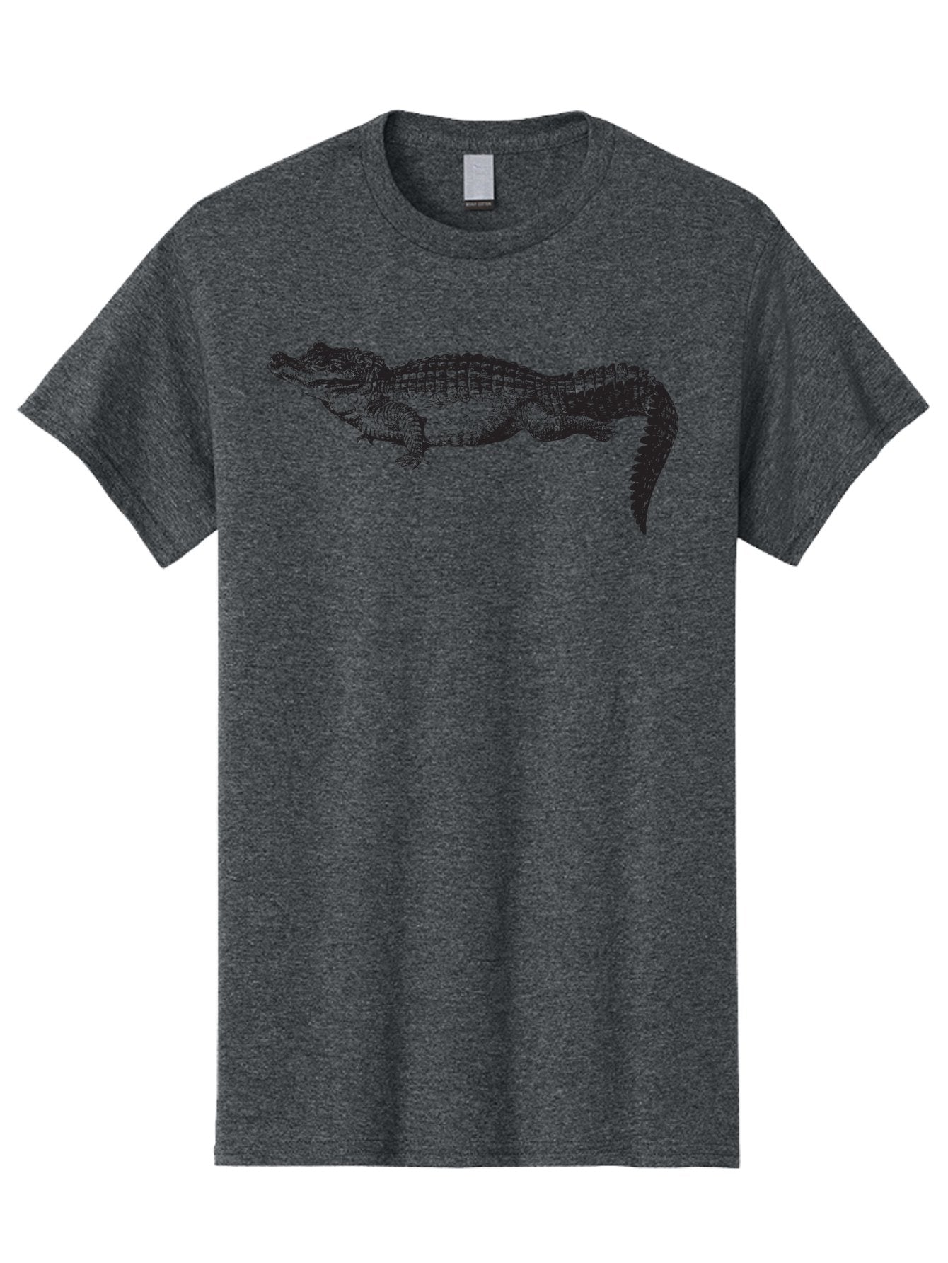 Crocodile-1 Men'S Graphic Tee, 100% Cotton, Comfortable Casual Summer Wear, Machine Washable, Crocodile Illustration, Reptile Art, Wildlife Graphic, Scaly Texture, Sharp Teeth, Ancient Creature, Black And Green, Graphic Design Aad872 3