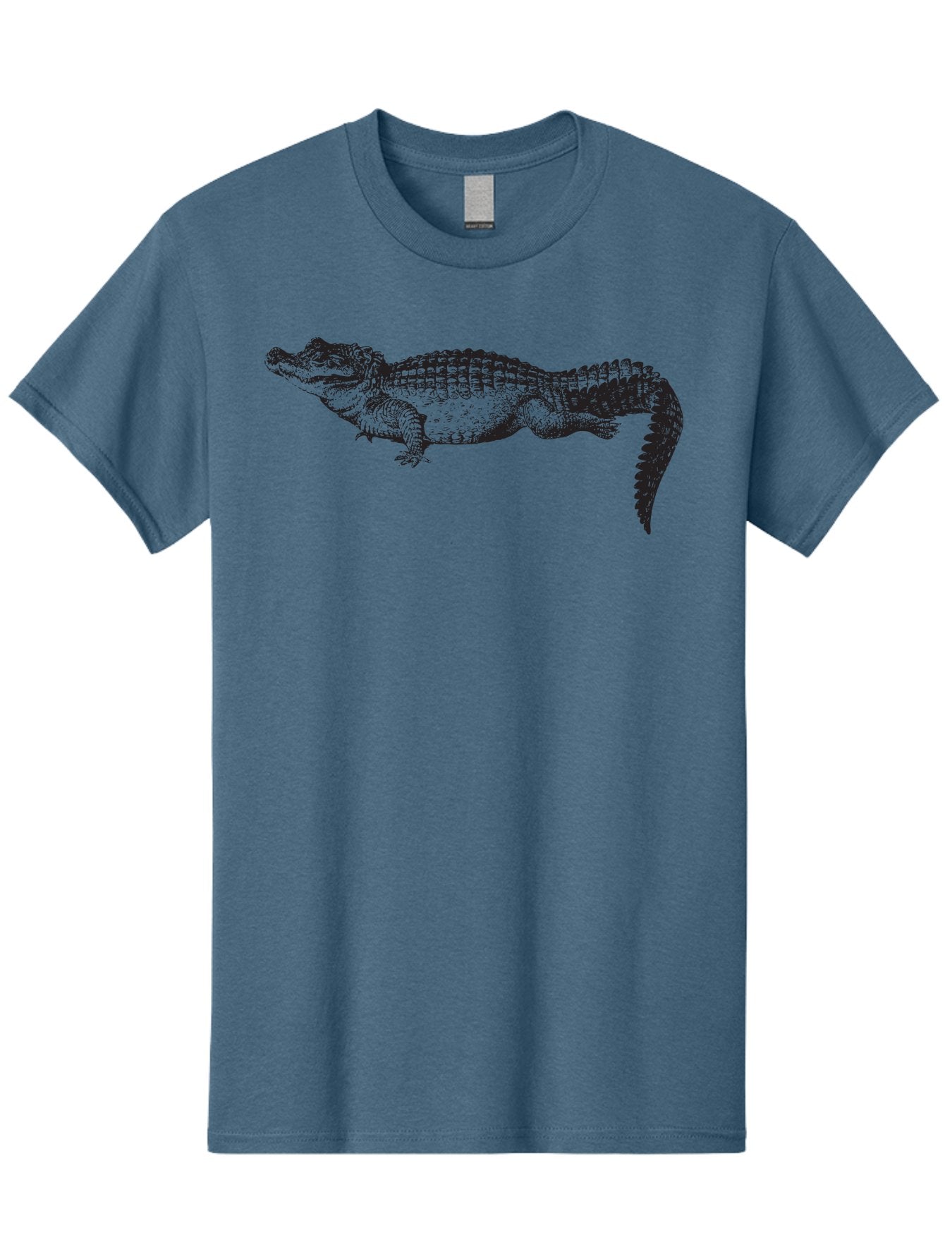 Crocodile-1 Men'S Graphic Tee, 100% Cotton, Comfortable Casual Summer Wear, Machine Washable, Crocodile Illustration, Reptile Art, Wildlife Graphic, Scaly Texture, Sharp Teeth, Ancient Creature, Black And Green, Graphic Design Aad872 5