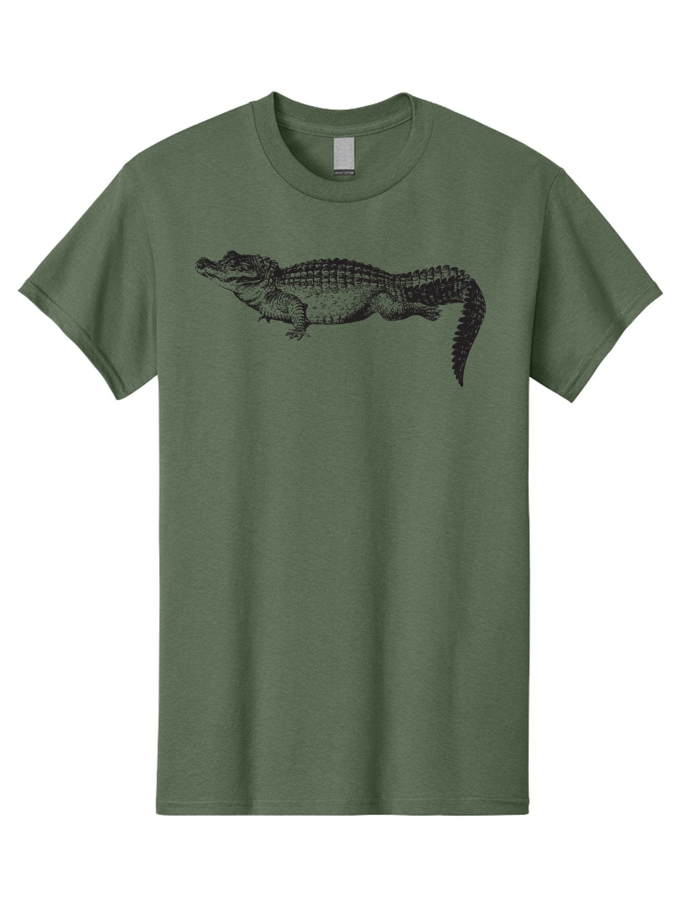 Crocodile-1 Men'S Graphic Tee, 100% Cotton, Comfortable Casual Summer Wear, Machine Washable, Crocodile Illustration, Reptile Art, Wildlife Graphic, Scaly Texture, Sharp Teeth, Ancient Creature, Black And Green, Graphic Design Aad872 10