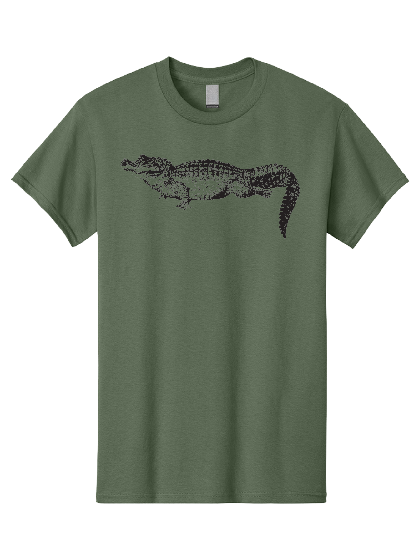 Crocodile-1 Men'S Graphic Tee, 100% Cotton, Comfortable Casual Summer Wear, Machine Washable, Crocodile Illustration, Reptile Art, Wildlife Graphic, Scaly Texture, Sharp Teeth, Ancient Creature, Black And Green, Graphic Design Aad872 27