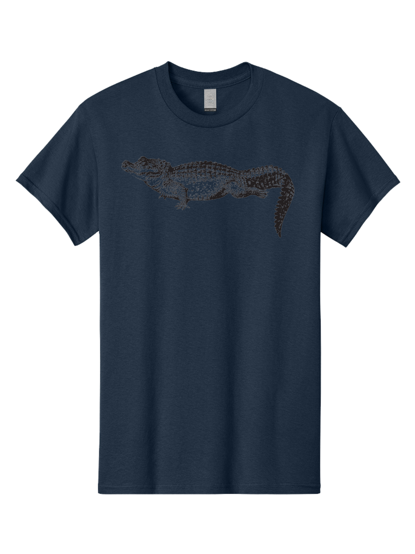 Crocodile-1 Men'S Graphic Tee, 100% Cotton, Comfortable Casual Summer Wear, Machine Washable, Crocodile Illustration, Reptile Art, Wildlife Graphic, Scaly Texture, Sharp Teeth, Ancient Creature, Black And Green, Graphic Design Aad872